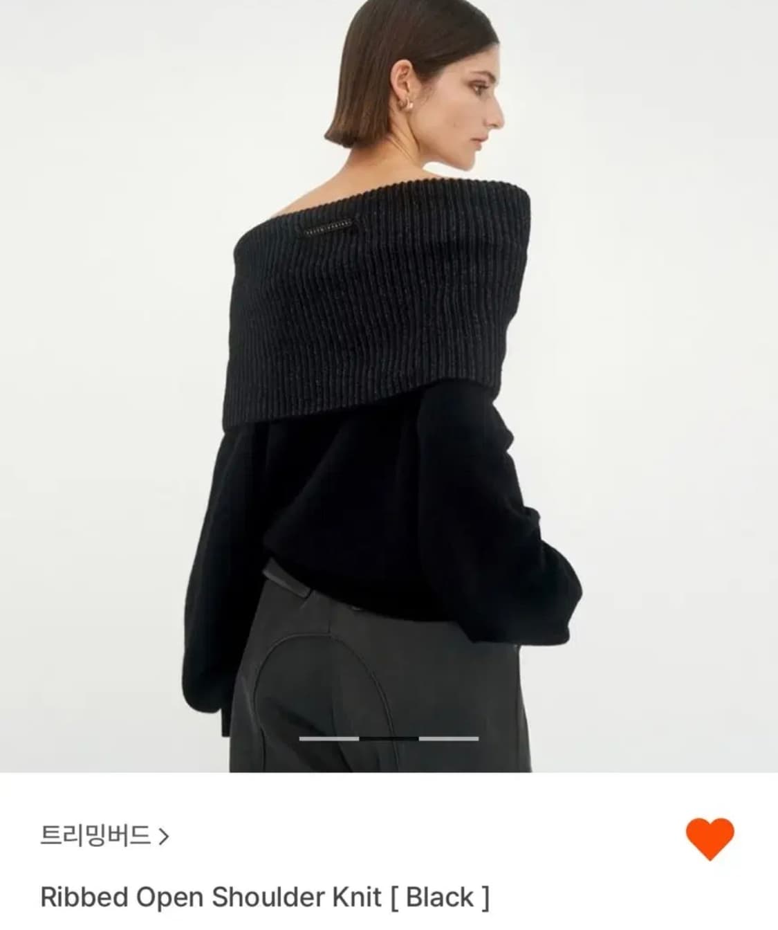 트리밍버드 오프숄더 블랙 Ribbed Open Shoulder Knit 상품이미지2