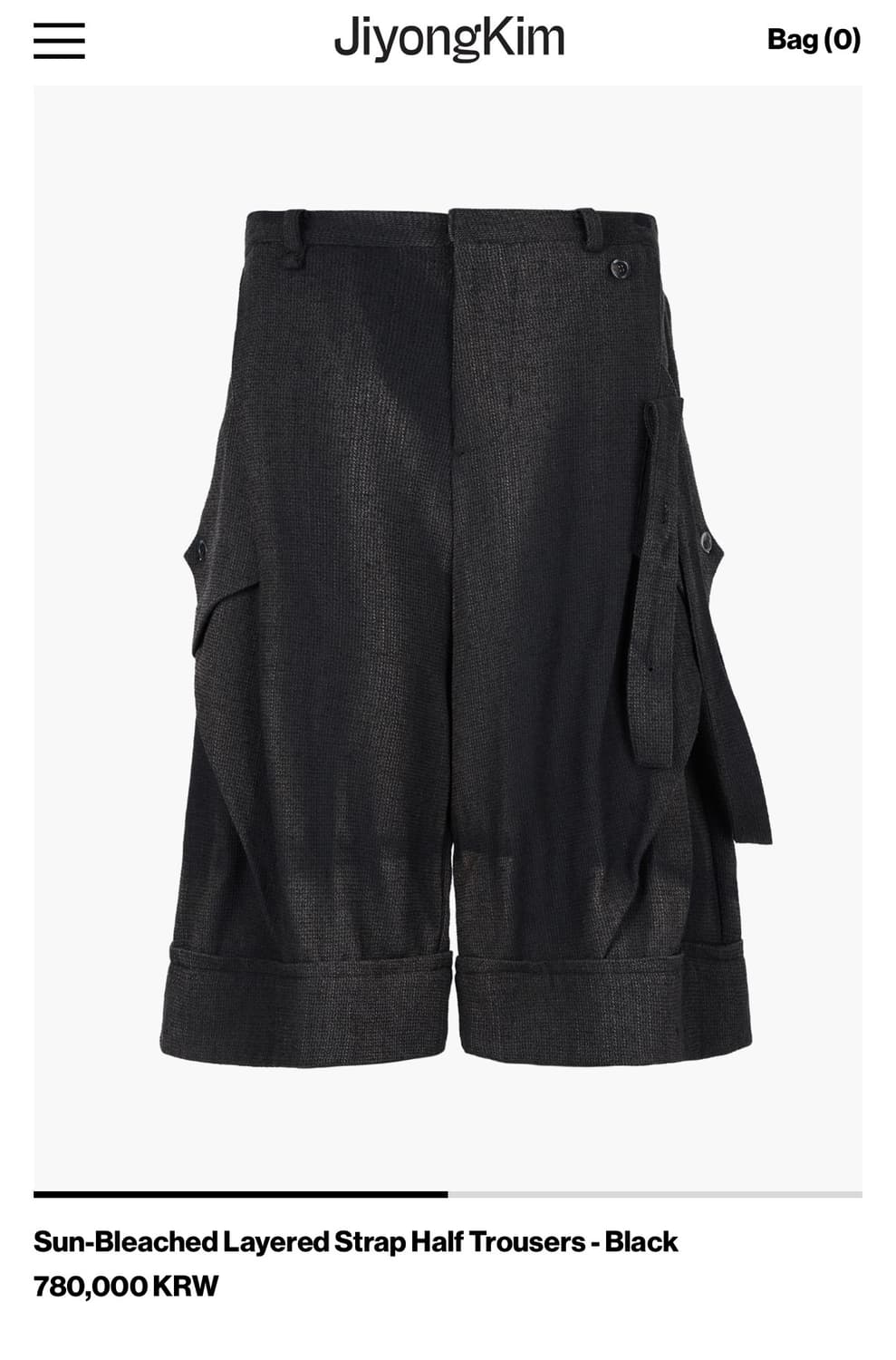 지용킴 선블리치드 스트랩 하프 트라우져 상품이미지1