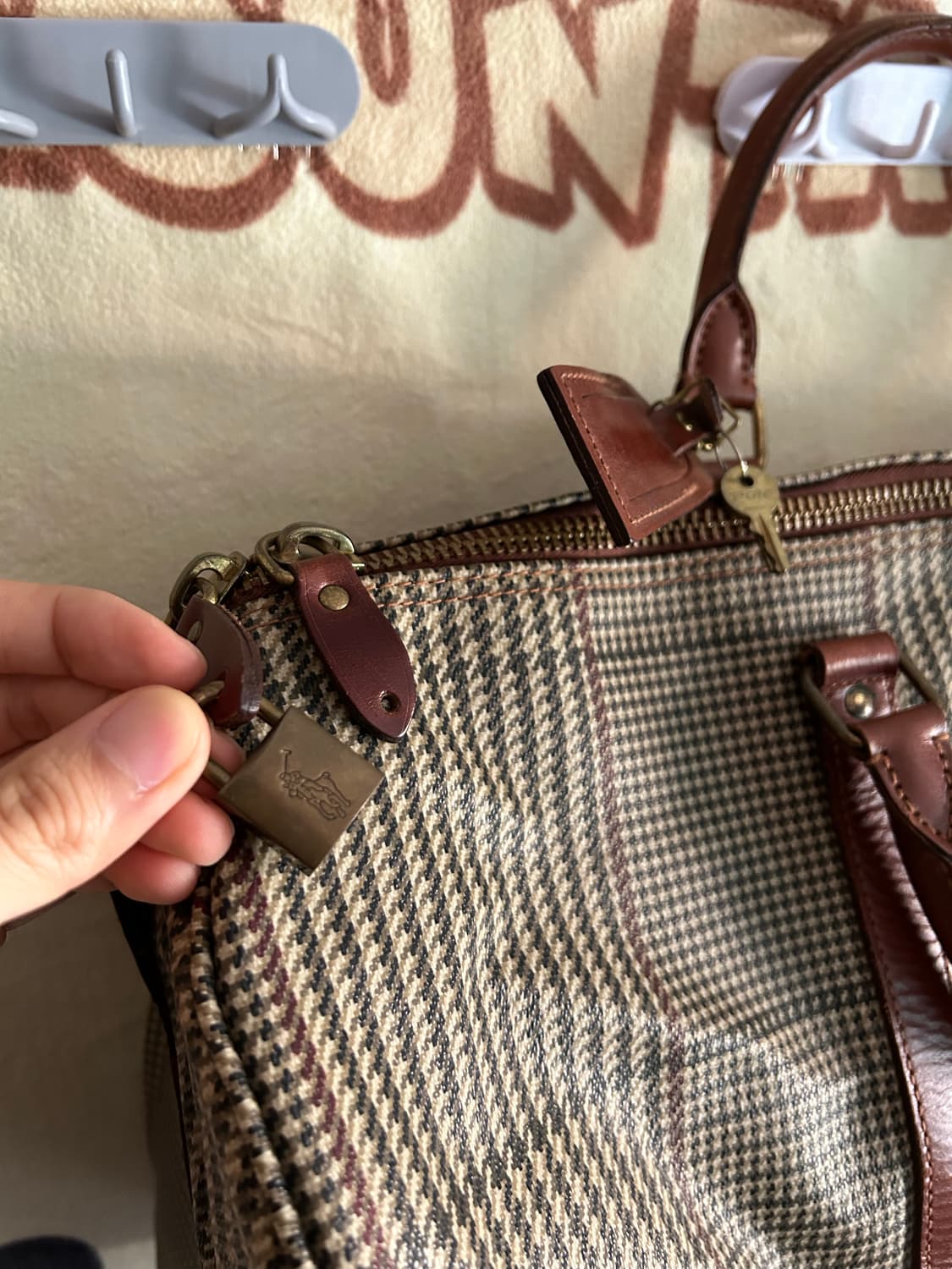 80‘s vtg PRL 히운드 투스 체크 보스턴백 상품이미지5