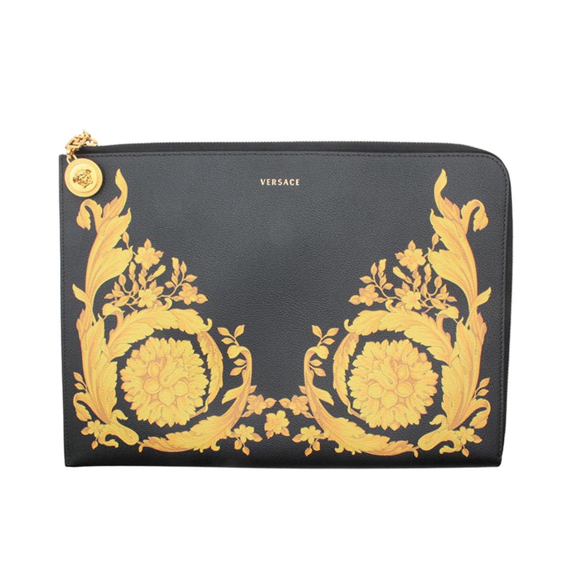 베르사체 쇼라인 블랙 레더 프린트 클러치백 상품이미지1