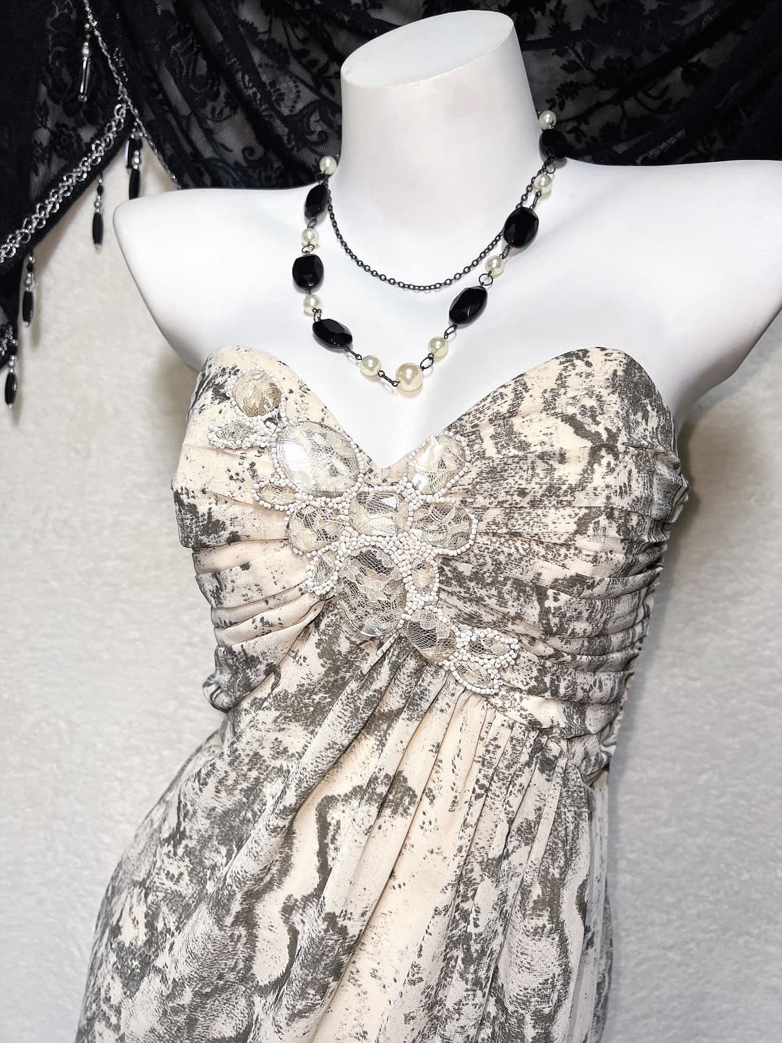 로맨틱갸루 로걀 오리엔탈 오네 히메 파이톤패턴 큐빅비즈 탑드레스 원피스 상품이미지7