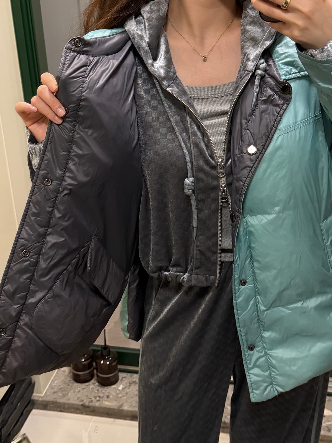 더일마 리버스구스 패딩 민트 상품이미지3