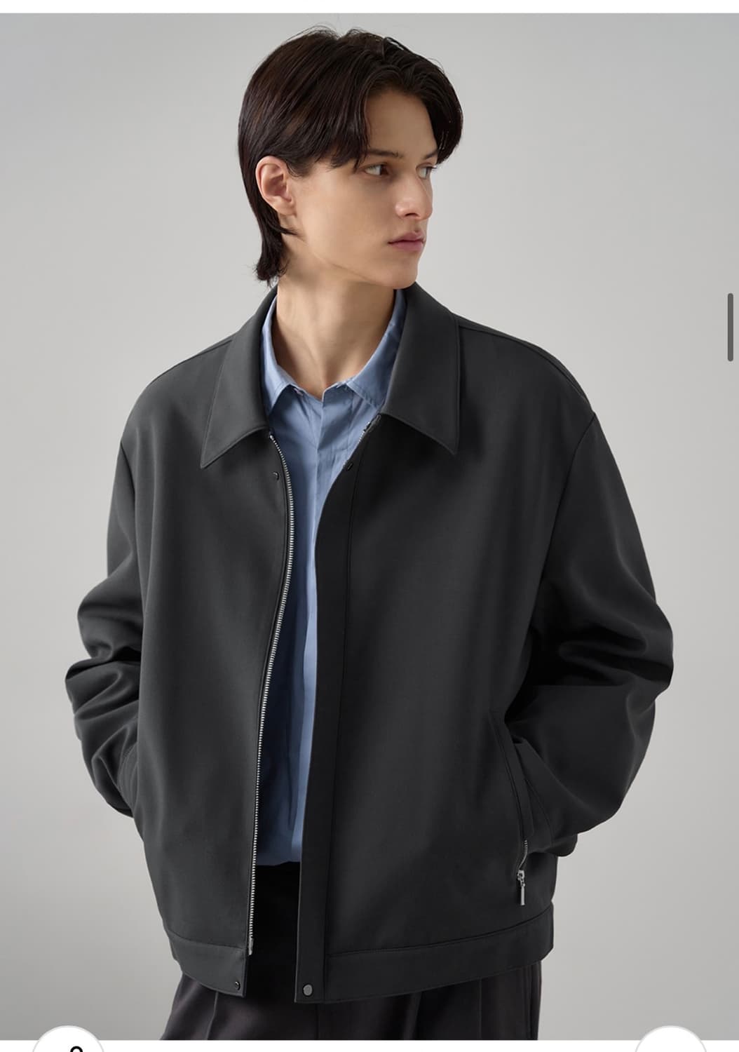 (L) 드로우핏 울 크롭 미니멀 블루종 자켓 [CHARCOAL] 판매 상품이미지5