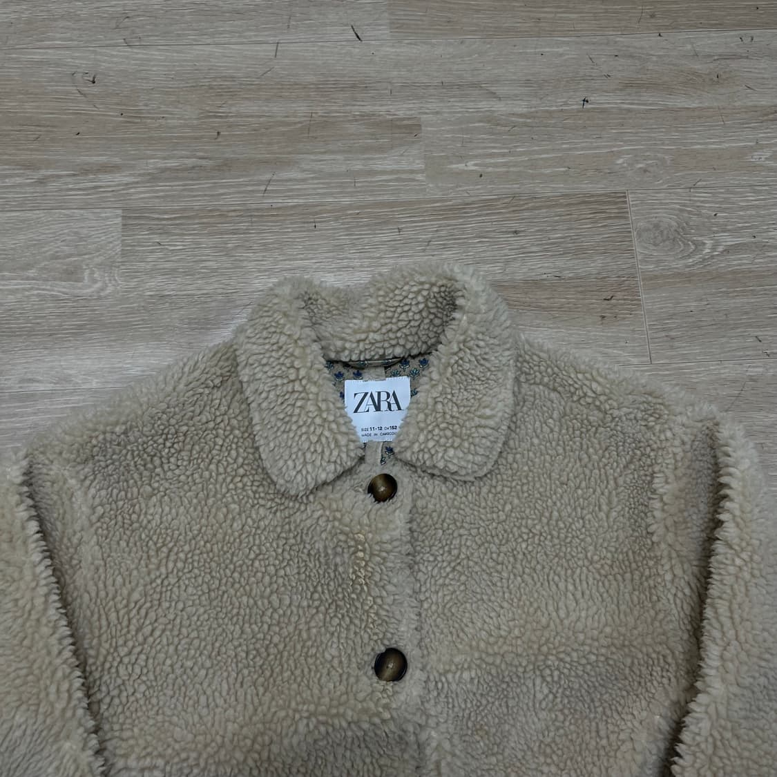 자라 키즈 크롭 덤블 뽀글이 후리스 플리스 자켓 [베이지] 11-12세 상품이미지2