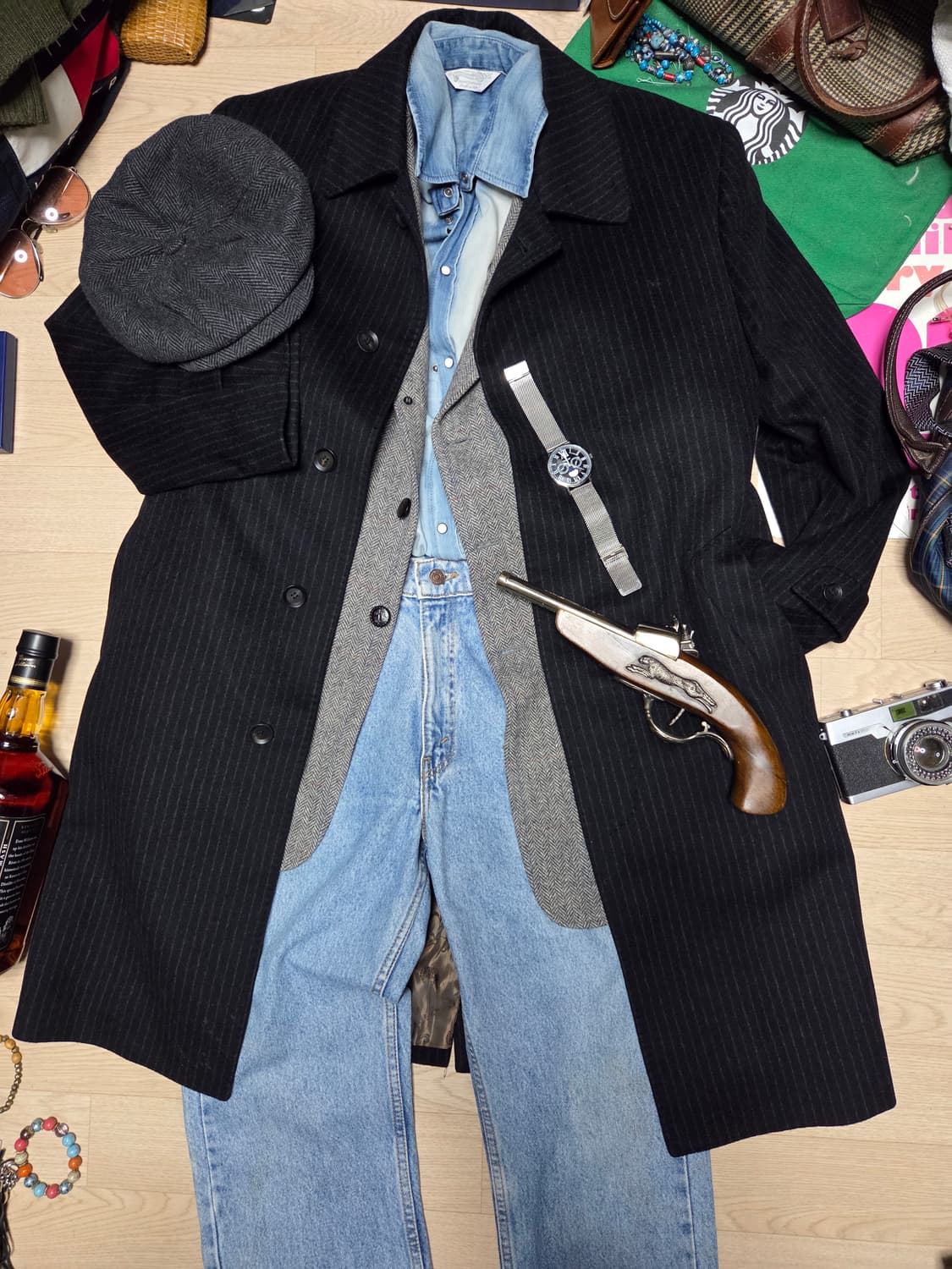 LANCETI CASHMERE 코트 스트라이프 싱글 체스터필드  상품이미지2