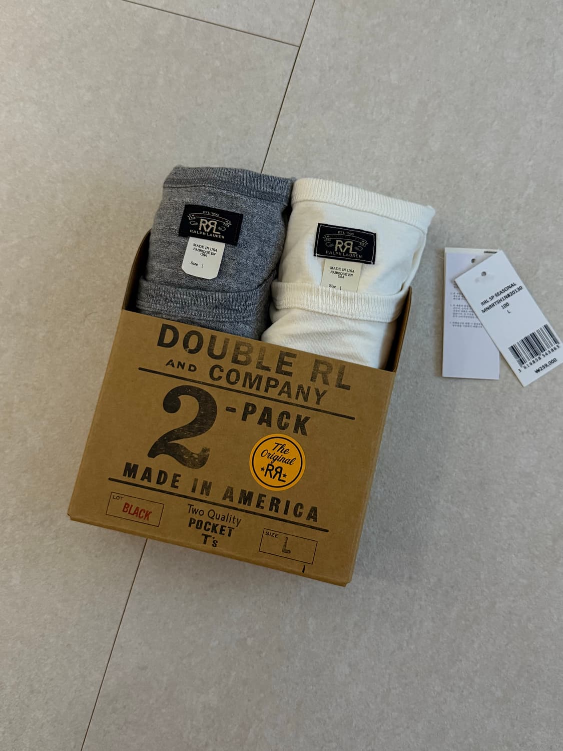 Rrl 가먼트다이 투팩 화이트/그레이  L 상품이미지1