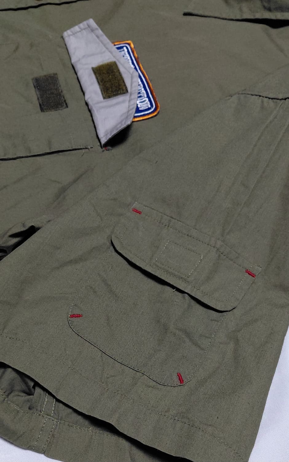 [L] B.D.W 바디웨이브 밀리터리 패치 워크 셔츠 카키 (빈티지) 상품이미지4