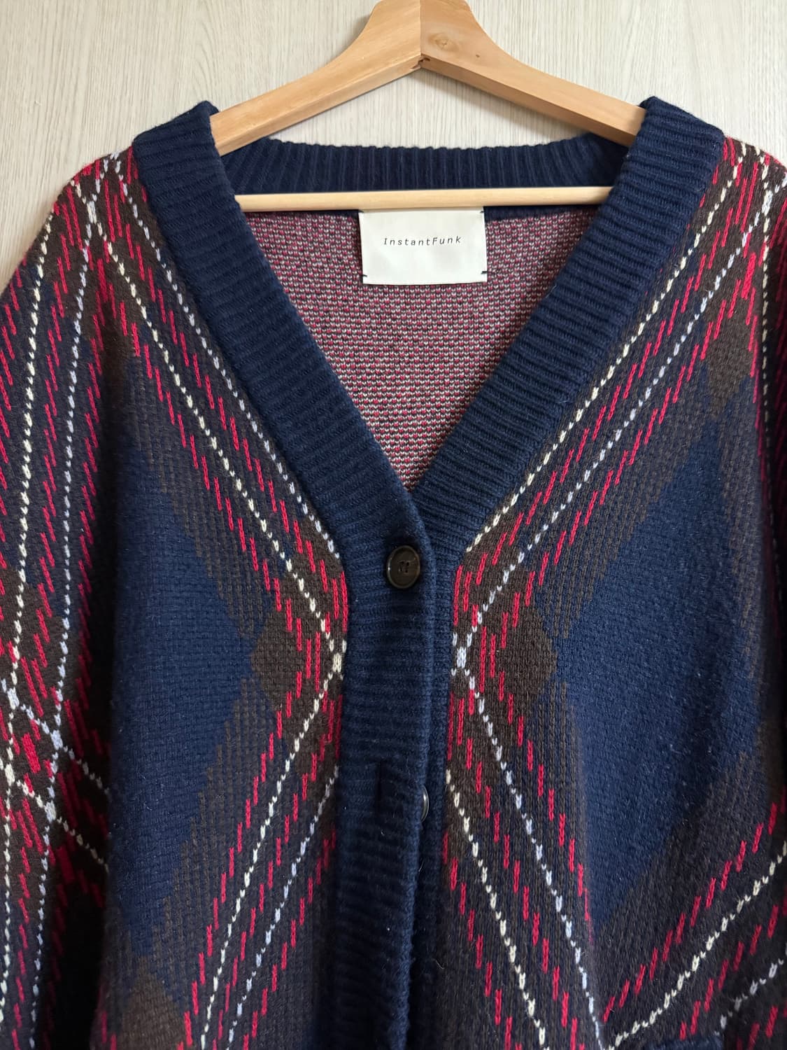 인스턴트 펑크 아가일 패턴 니트 가디건 상품이미지3