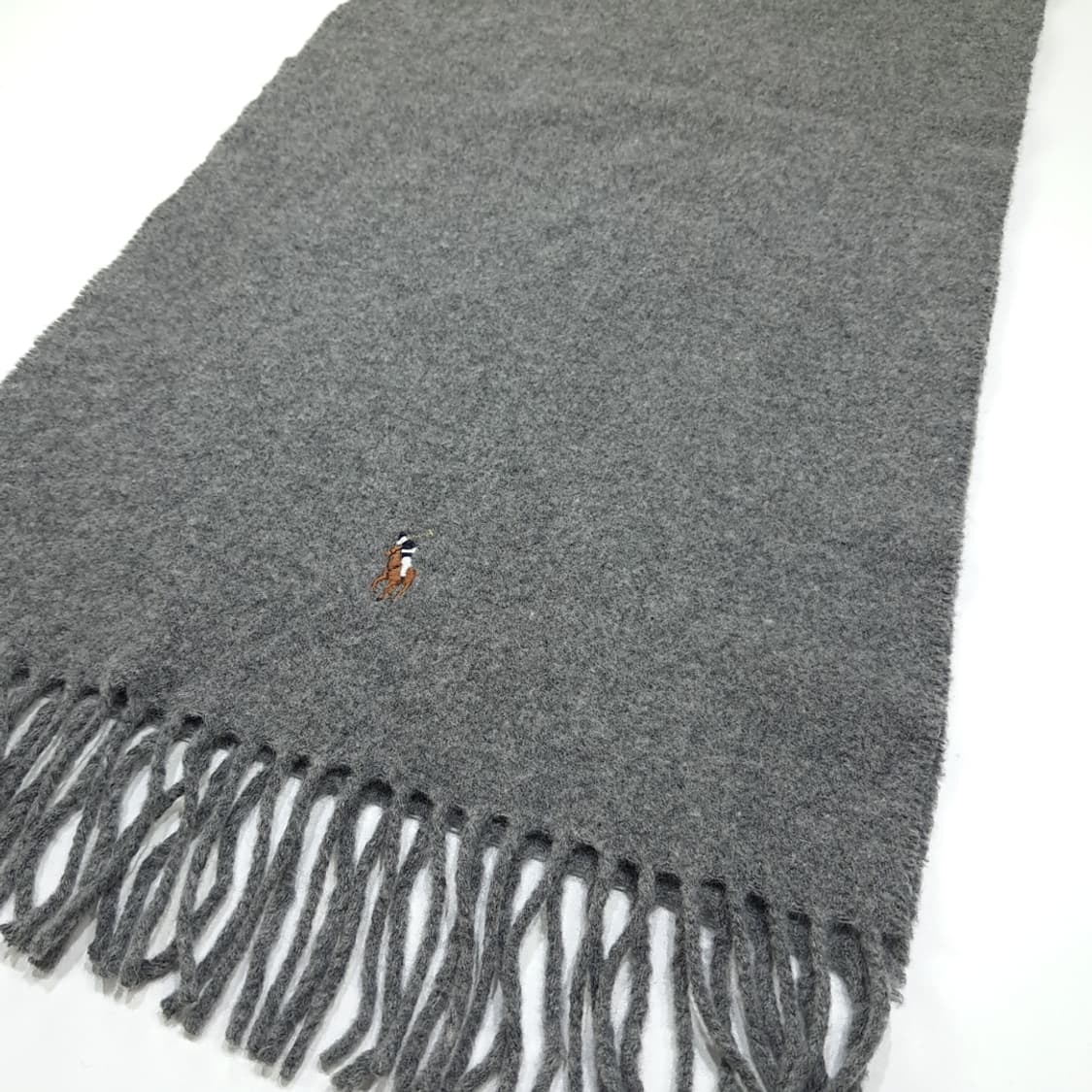 MX397 폴로 이태리판 포니자수 헤더그레이 머플러 목도리 상품이미지3