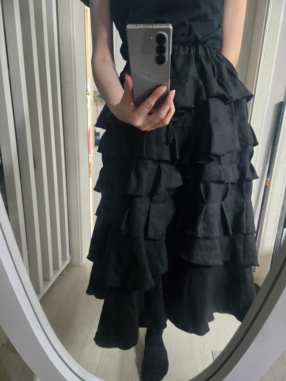 블랙 꼼데가르송 티어드 러플 스커트 2022ss  xs 상품이미지7