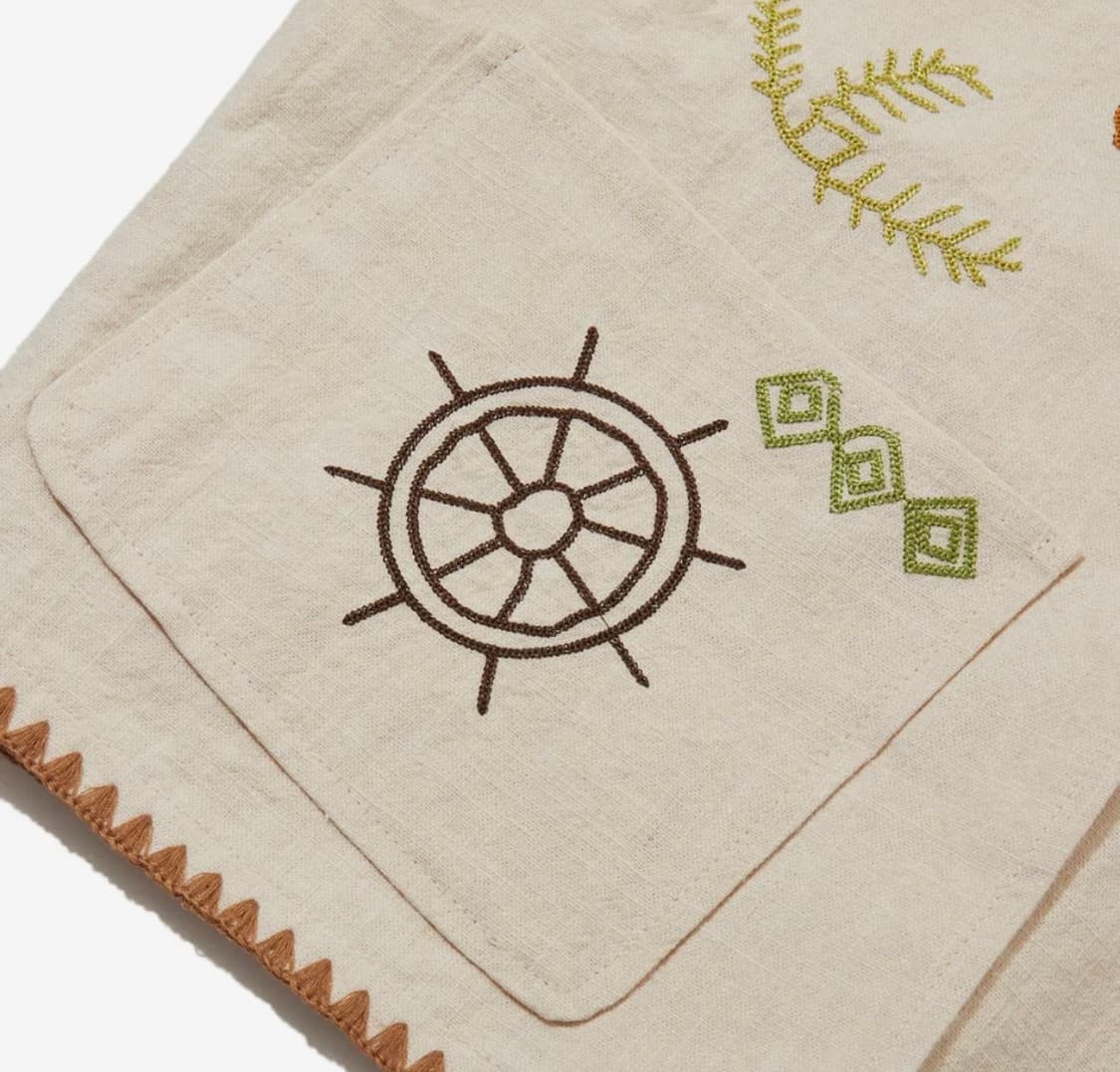 펜필드 린넨 테슬 디테일 스티치 두들 엠브로이더리 베스트 레이어드 조끼 상품이미지4