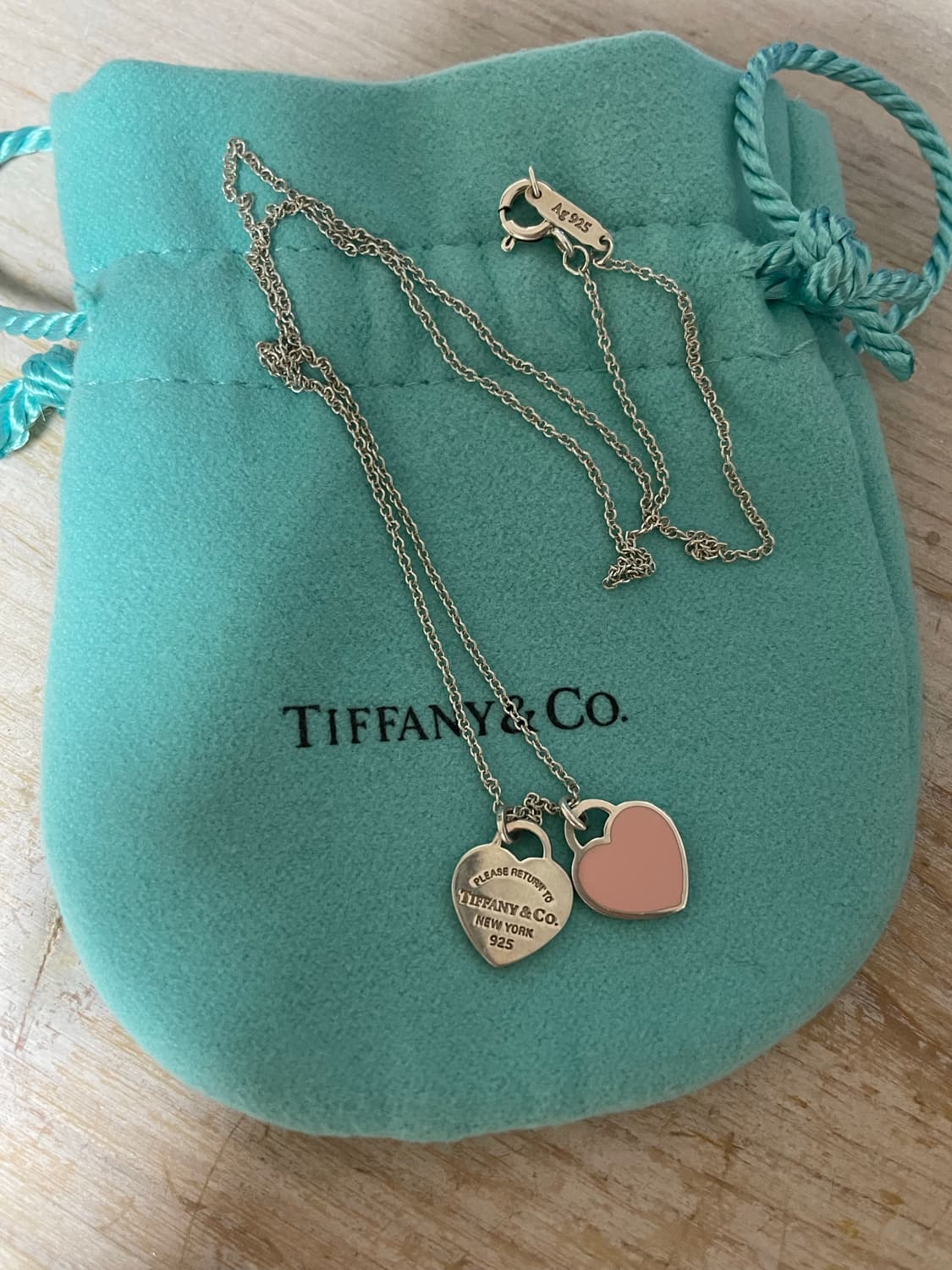 티파니 더블하트 핑크 목걸이 상품이미지2