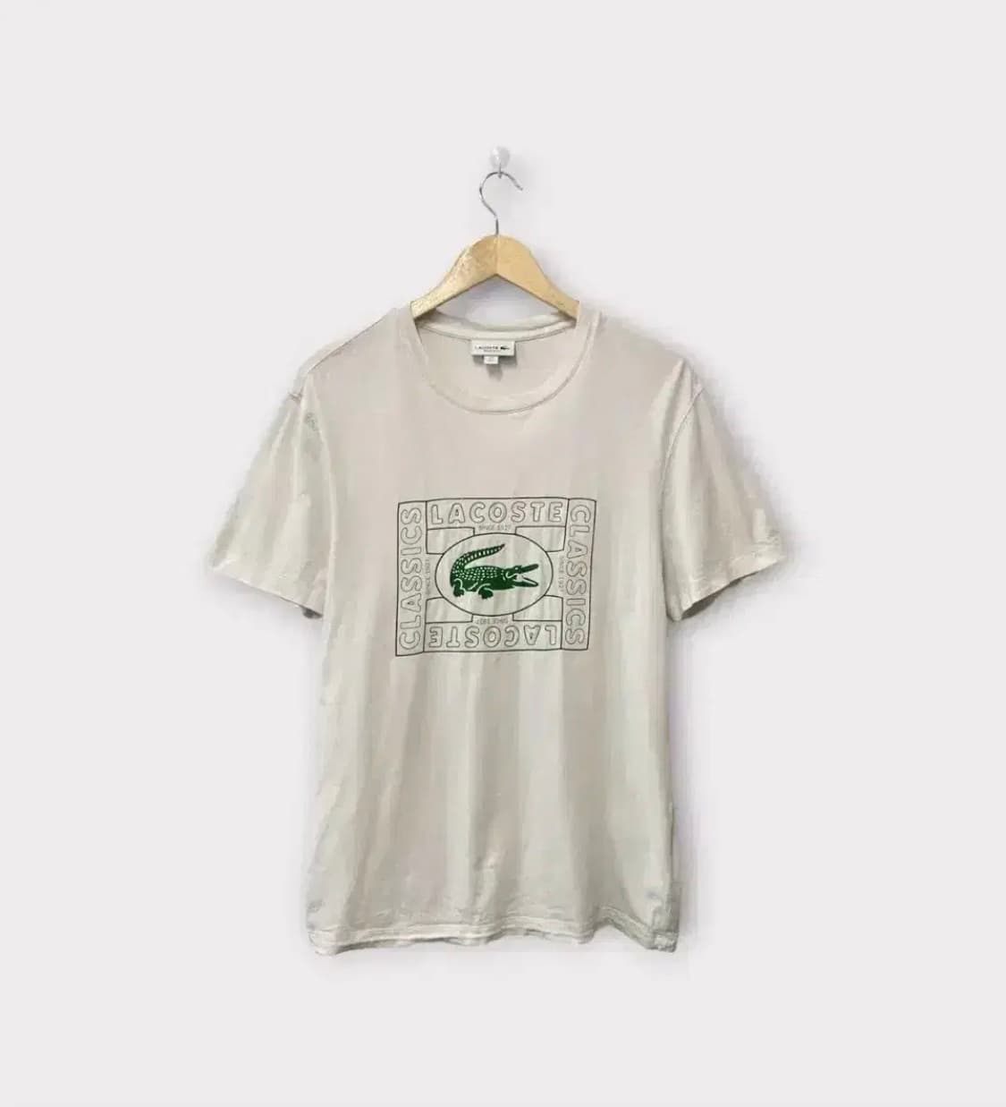 라코스테 빅로고 라운드 화이트 반팔티 L-XL 상품이미지1