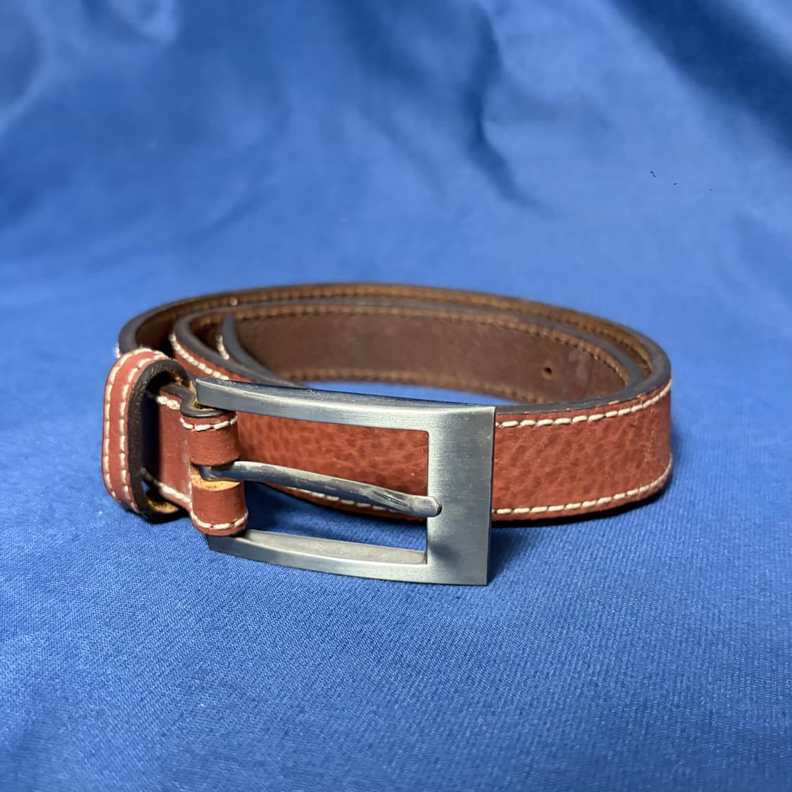 슬림 메탈릭 버클 리얼 레더 벨트 상품이미지2