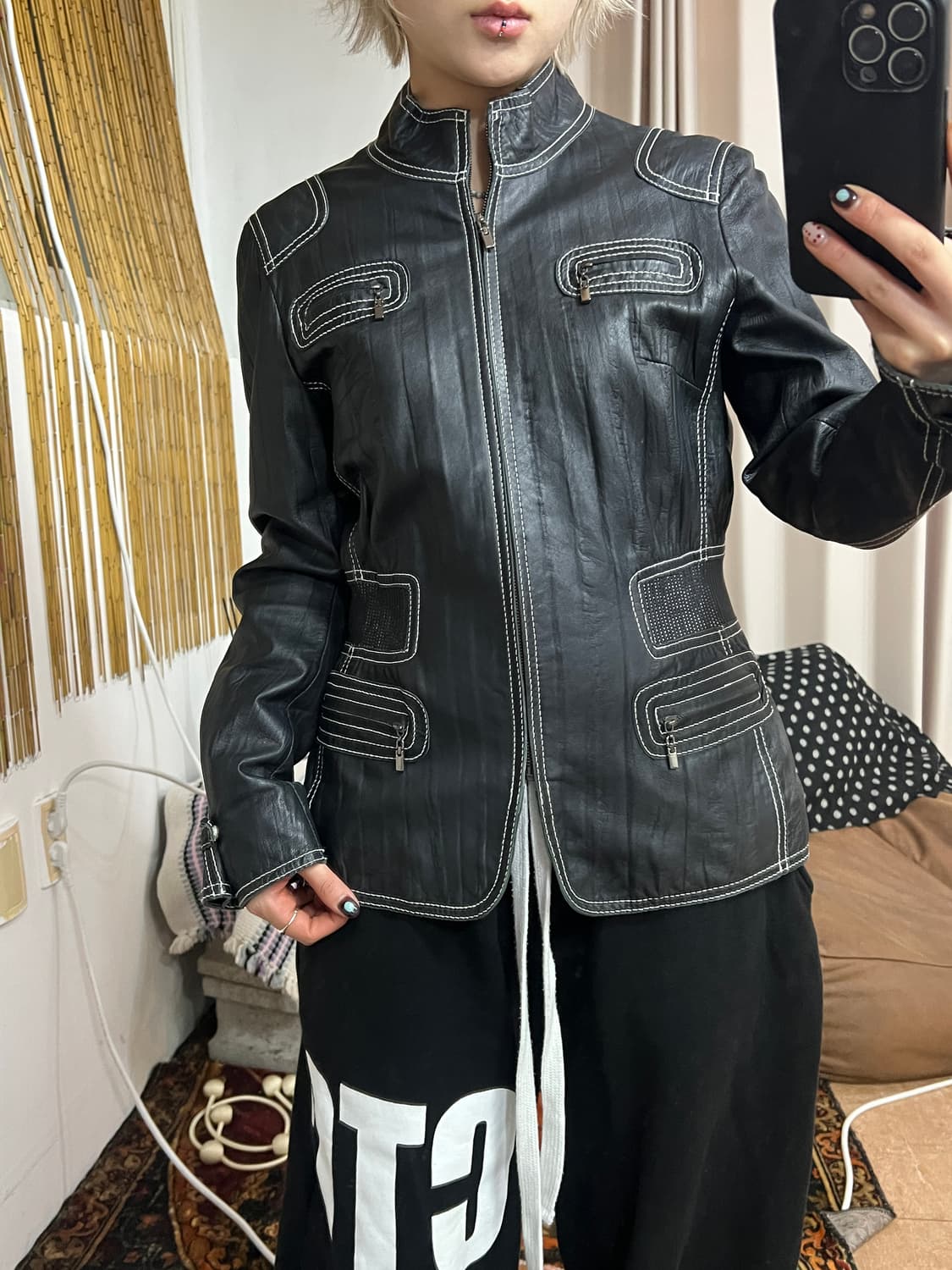 여성 양가죽 스티치 레더자켓 상품이미지2