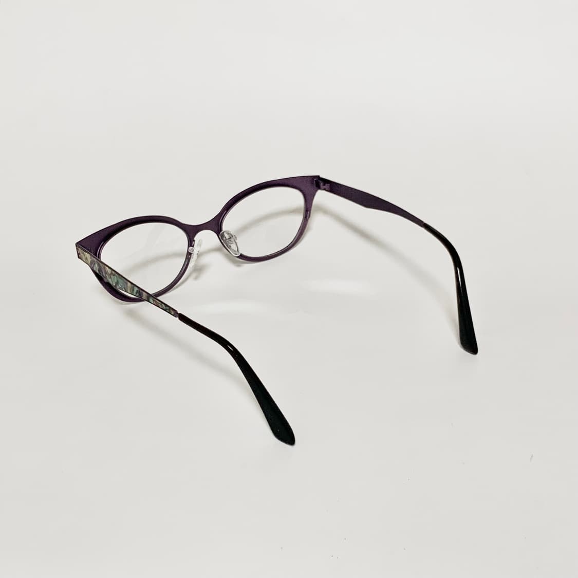 1001 빈티지안경 캣아이 긴다리 가벼운 메탈 마블 패턴 퍼플 멀티 컬러 상품이미지5
