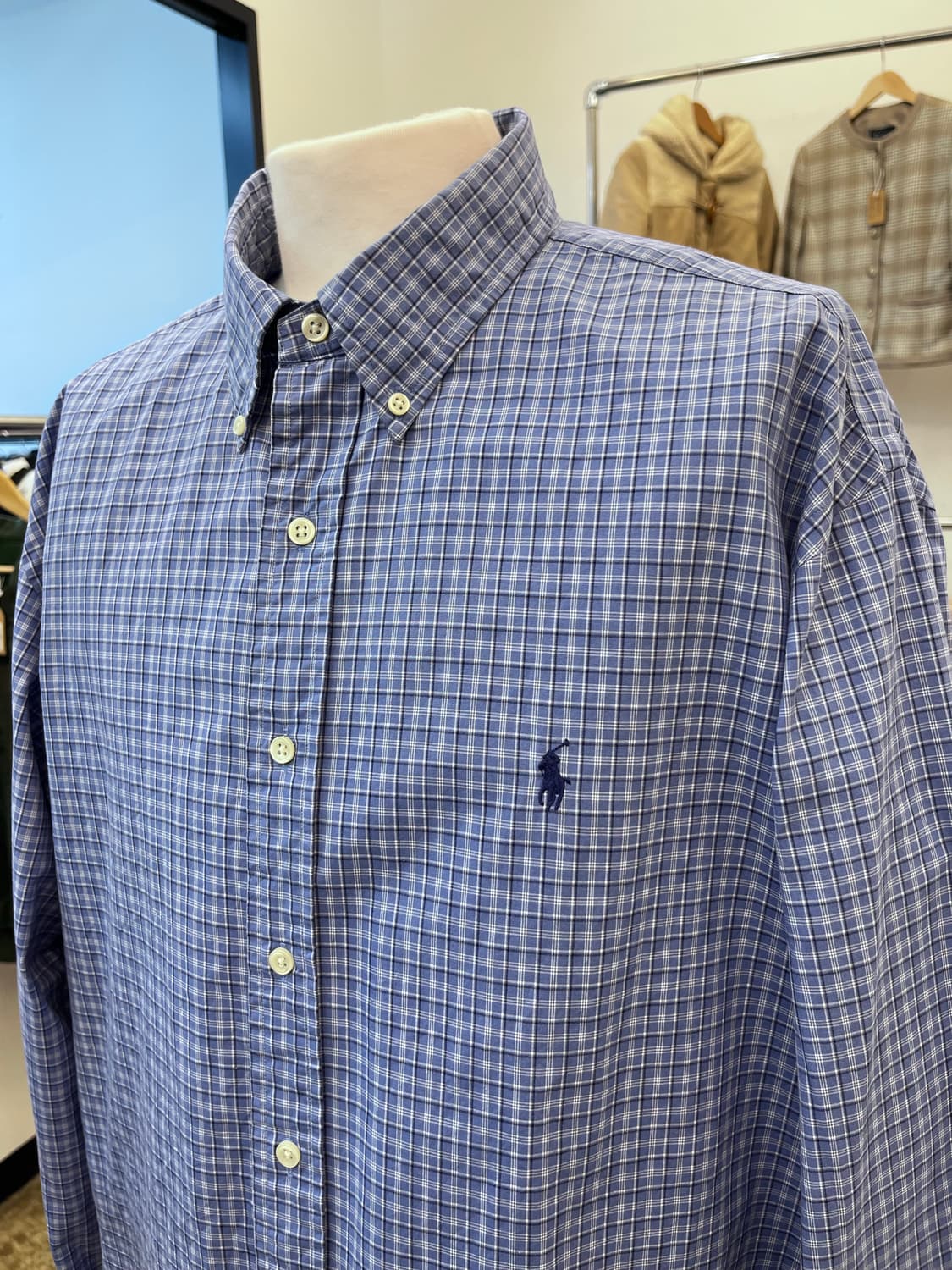 폴로 랄프 로렌 체크 셔츠 블루 상품이미지1