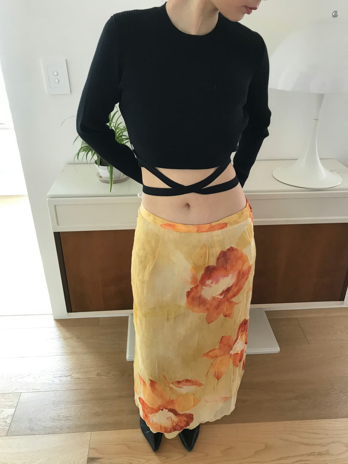 vintage flower pattern skirt (26inch) 상품이미지3