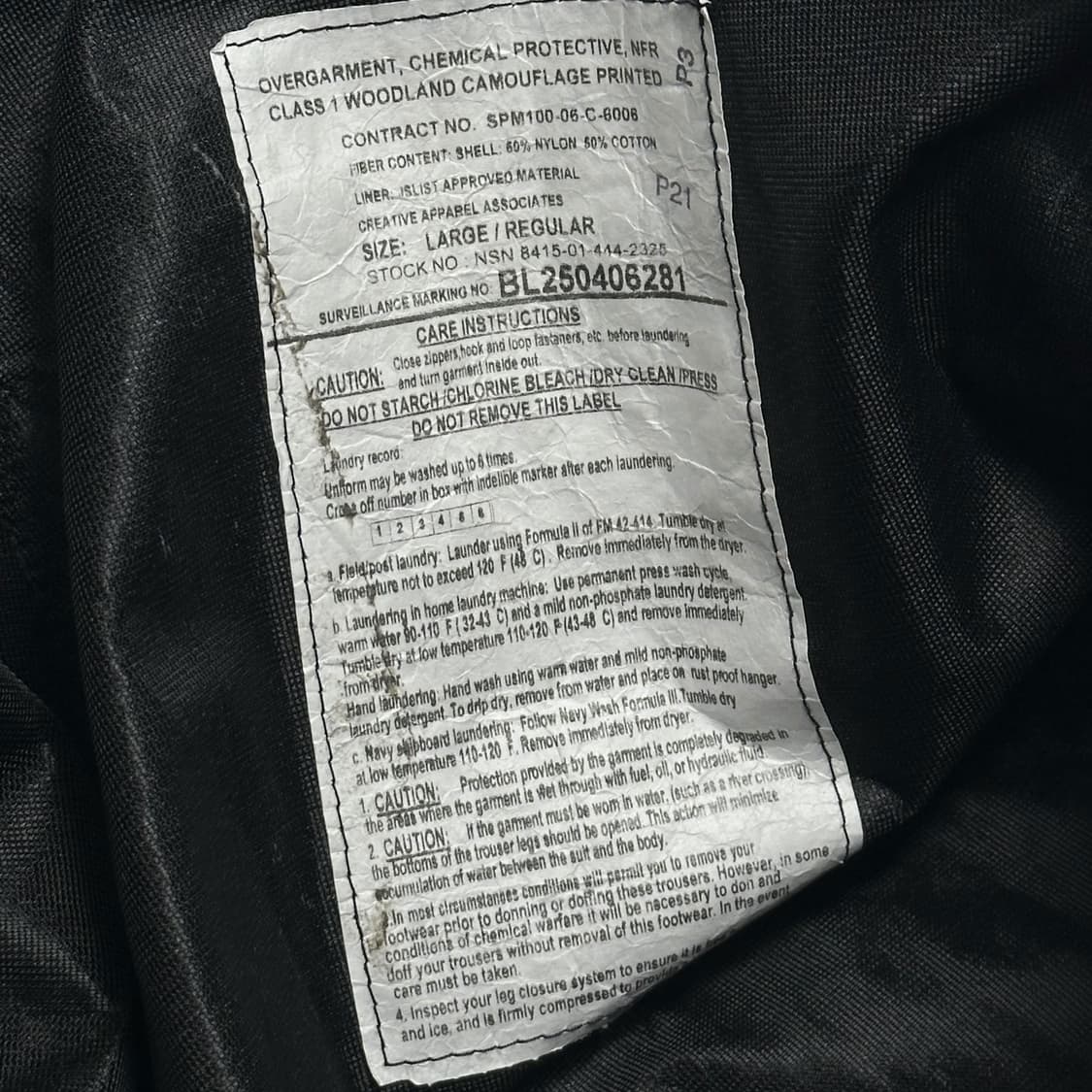 오리지널 US 미군 MOPP 밀리터리 방호복 오버롤 L/R 상품이미지7