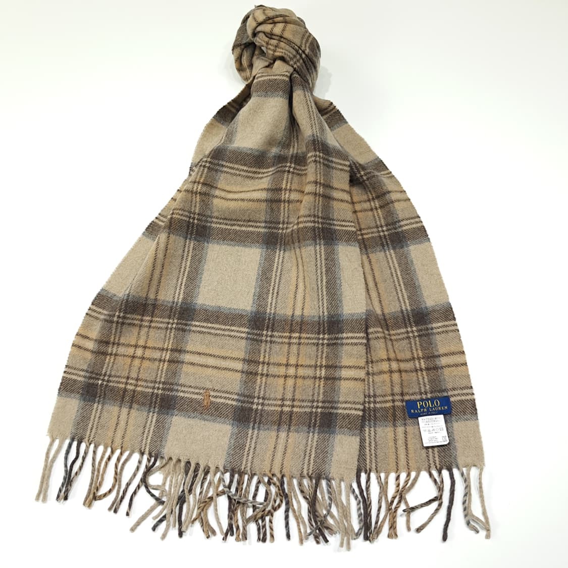 MX625 폴로 00s 이태리판 울캐시미어 타탄체크 카멜 머플러목도리 상품이미지2