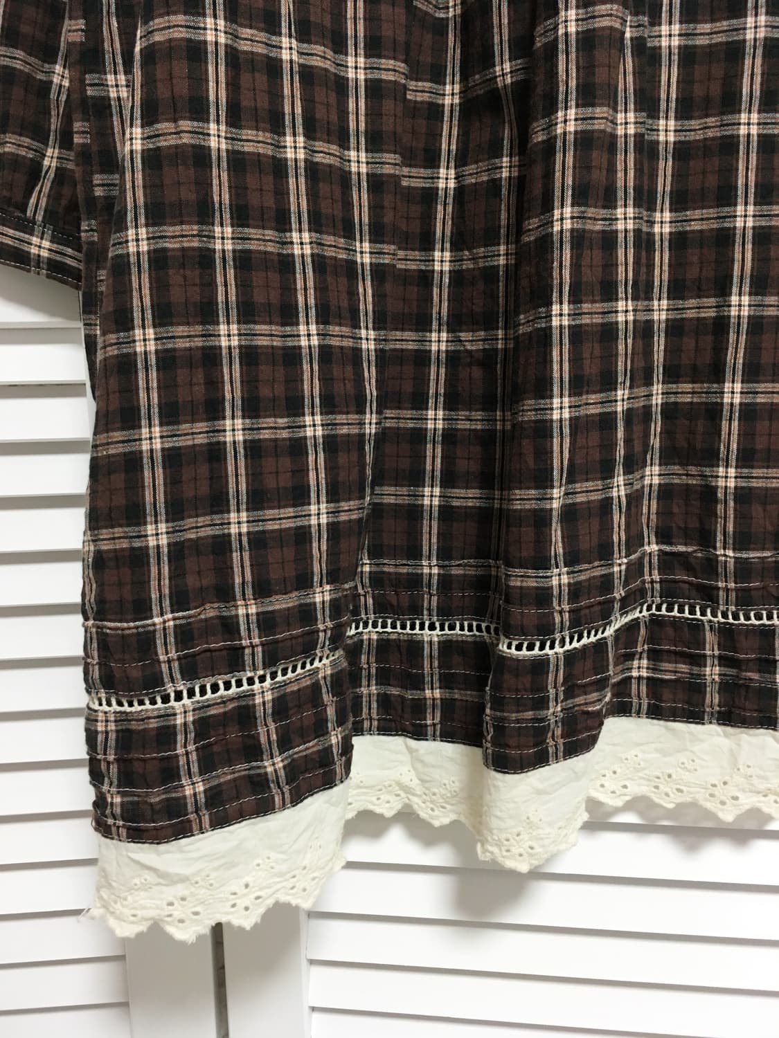 빈티지 브라운 체크 블라우스 상품이미지3