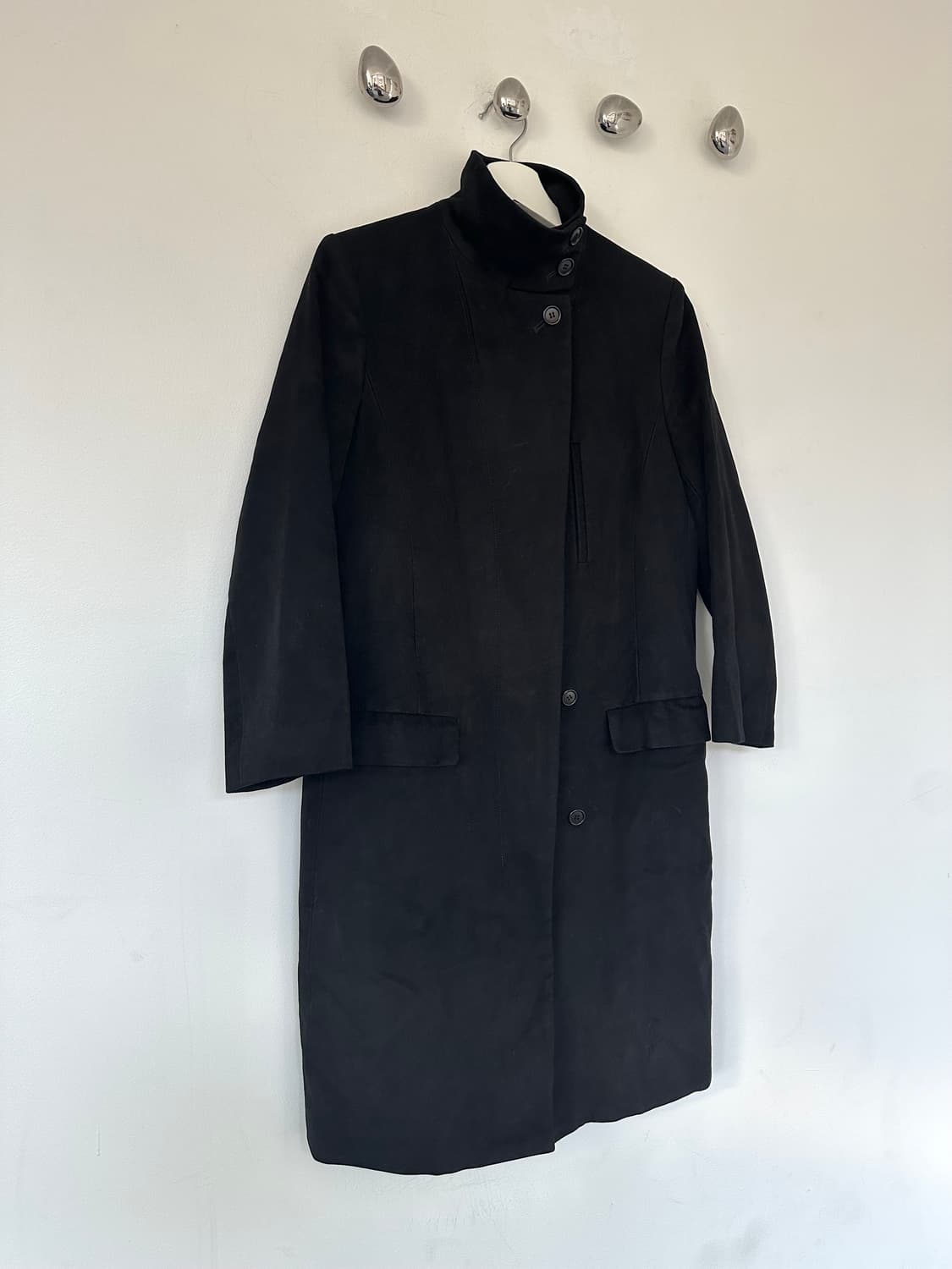 헬무트랭 2000s 친츠 몰스킨 하이넥 코트 상품이미지2