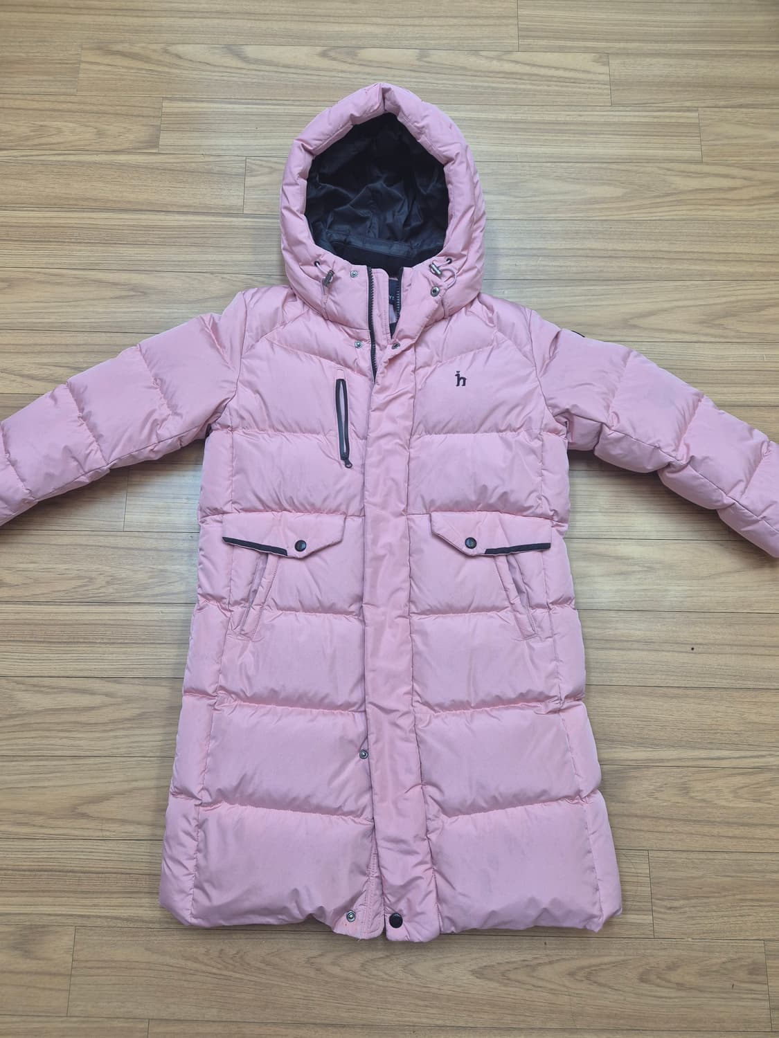 헤지스 키즈 핑크 롱패딩, 사이즈는 145입니다. 엉덩이 덮는 기장이라  상품이미지1