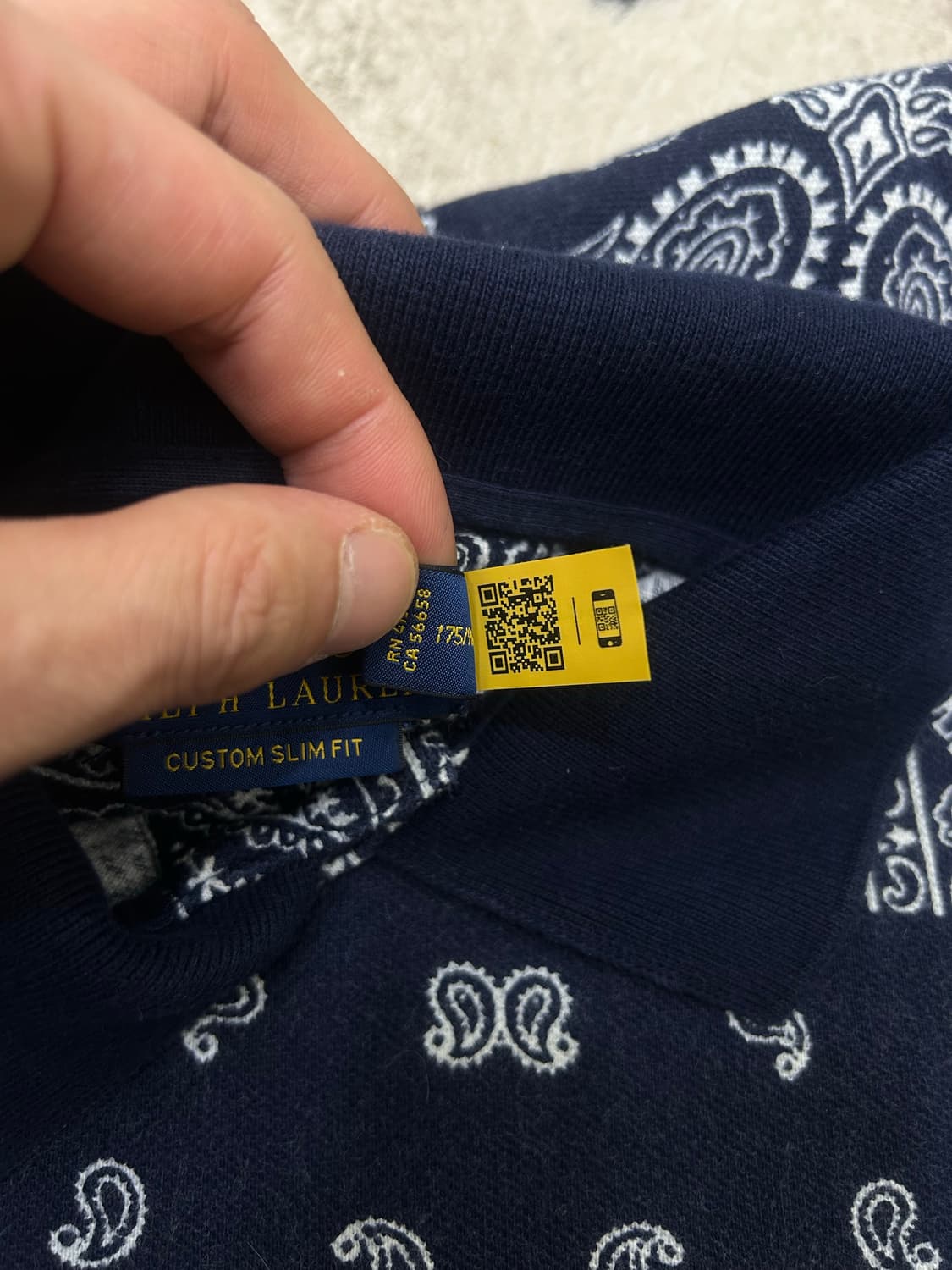 [M]폴로랄프로렌 페이즐리 PK코튼 반팔/네이비/커스텀슬림핏 상품이미지6