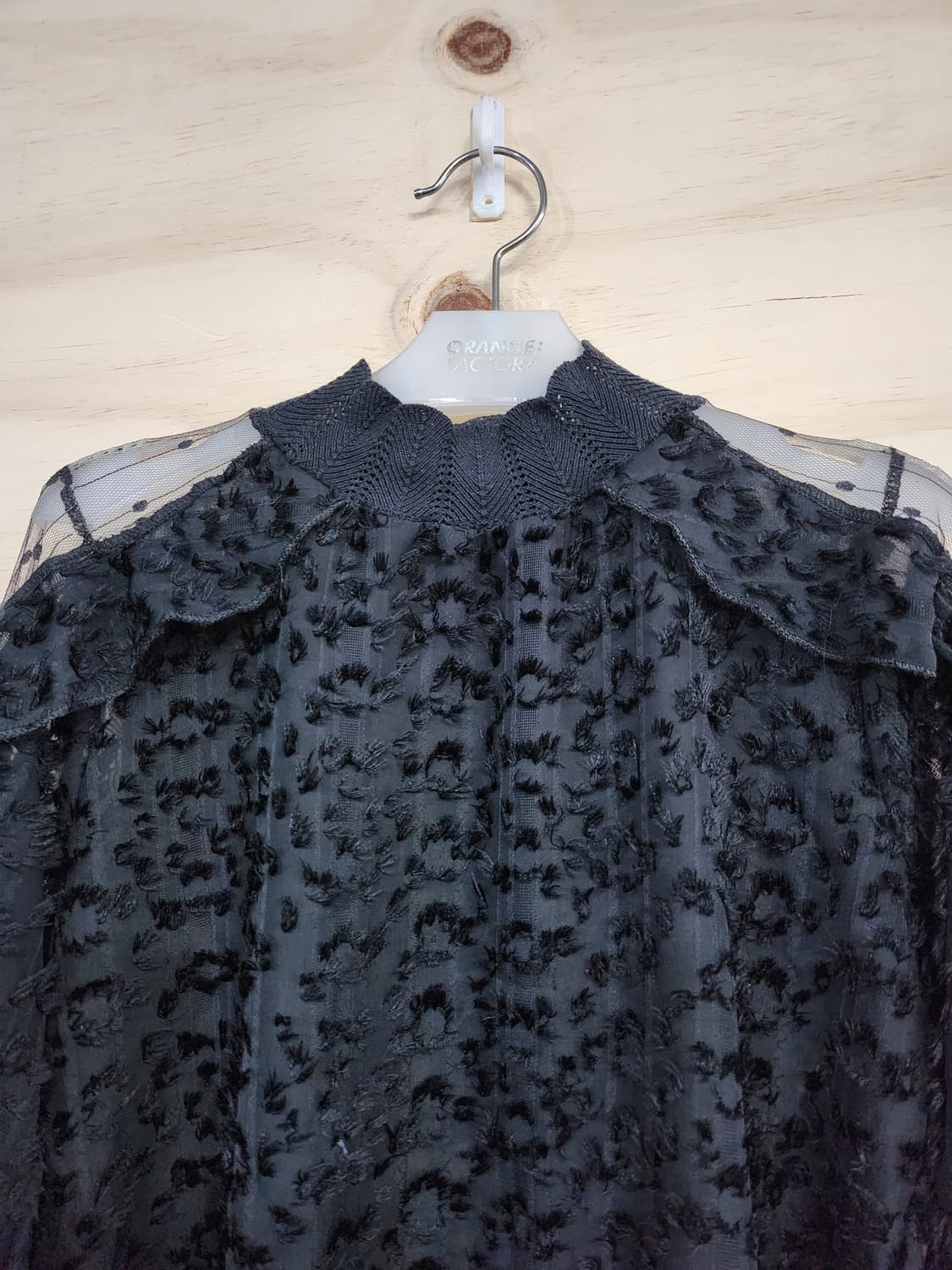 356) 러플 넥 시스루 블라우스 상품이미지4