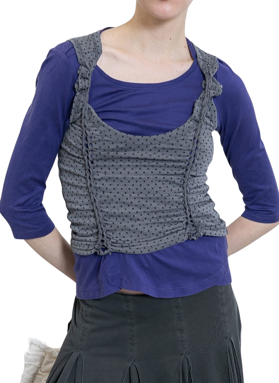 [F]퍼버즈 26ss 브레이드 탱크 슬리브리스 탑/그레이 상품이미지1