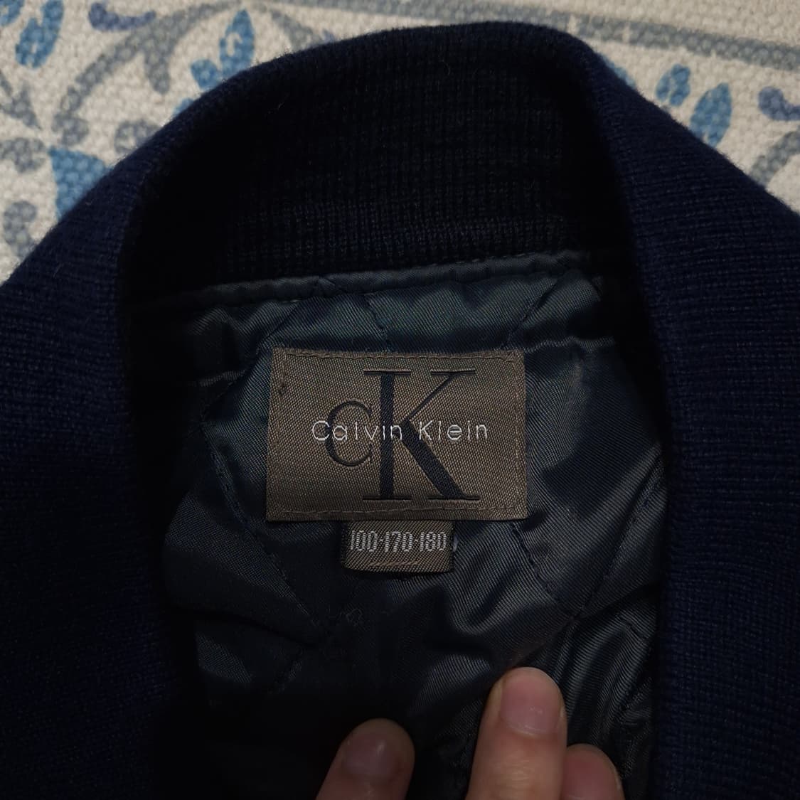캘빈클라인 90s 블랙그레이 소가죽 울블렌드 모직 바시티자켓 스타디움점퍼 상품이미지7