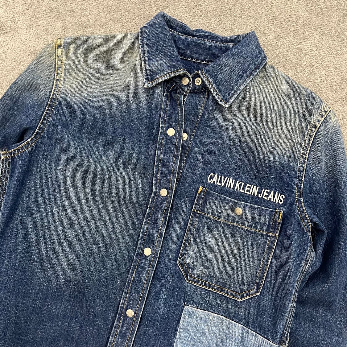 XS 캘빈클라인 데님 셔츠 패치워크 남방 상품이미지2