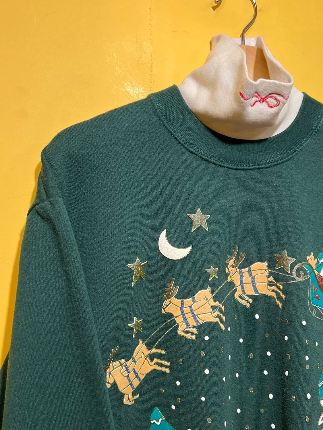 90s [M] USA 크리스마스 순록 산타 그래픽 빈티지 맨투맨 상품이미지3