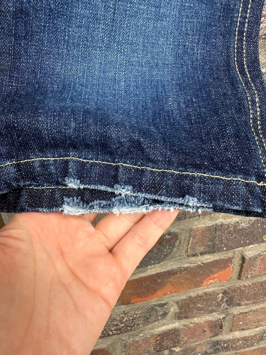 Wafflish waffle 데님 카프리 팬츠 상품이미지5