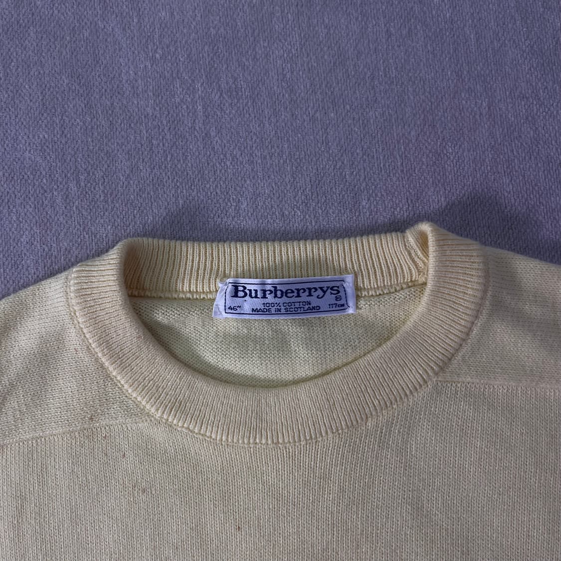 105 버버리 90s 기마로고 코튼 옐로우 니트 상품이미지3