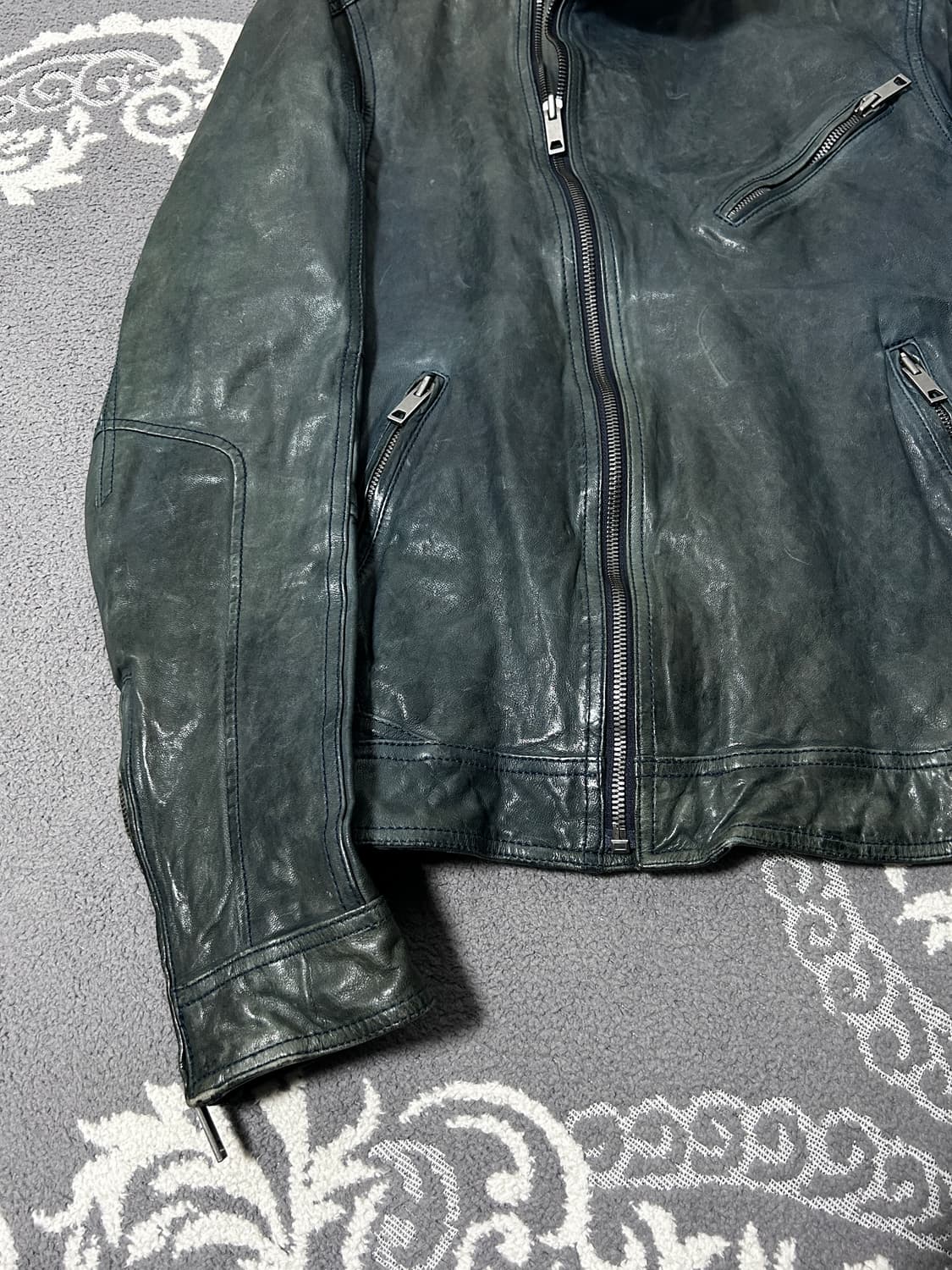 솔리드 옴므 사선 더블 짚 램스킨 자켓 상품이미지6