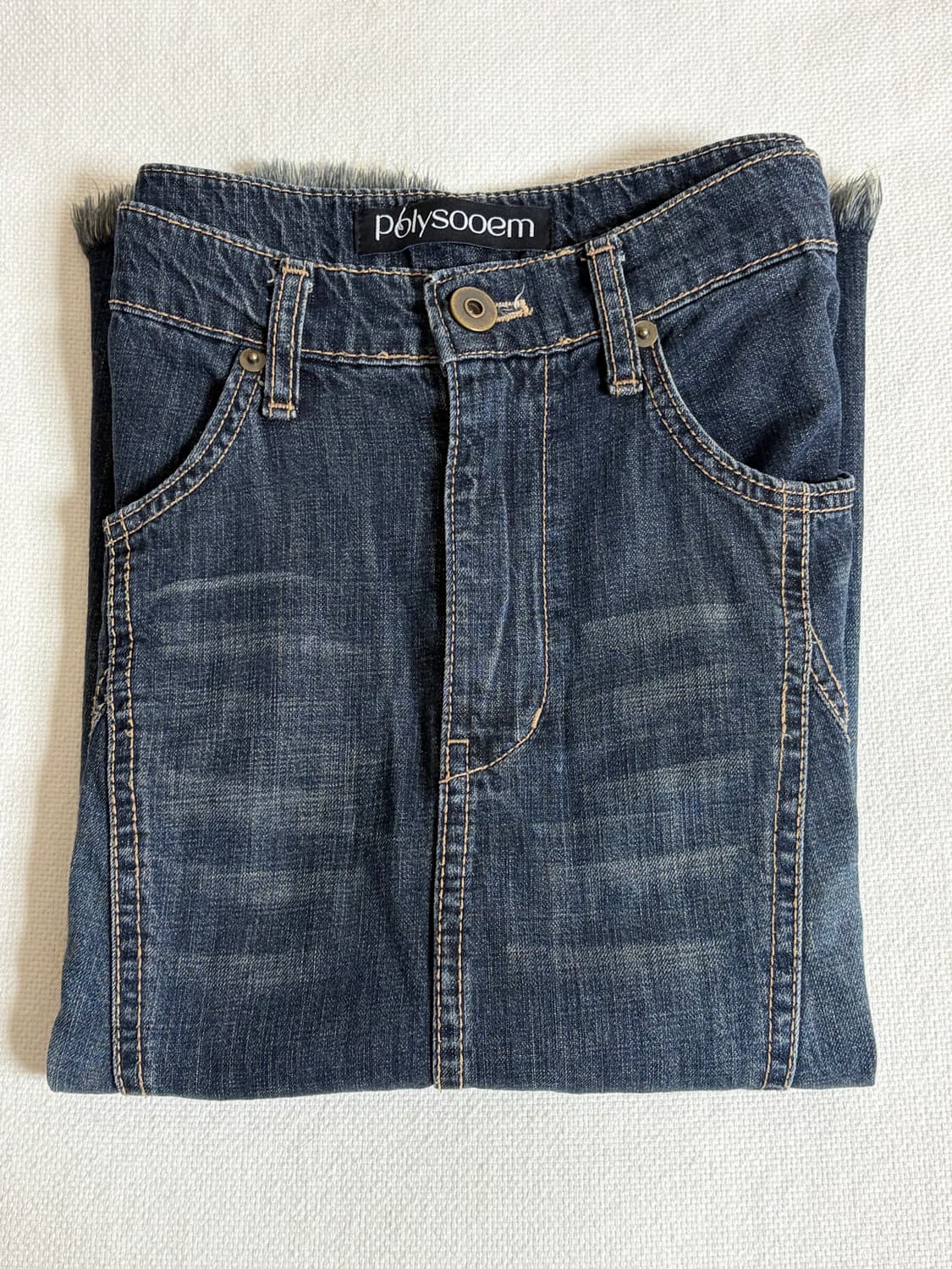 폴리수엠 워시드데님 미디스커트 판매(1size)  상품이미지8