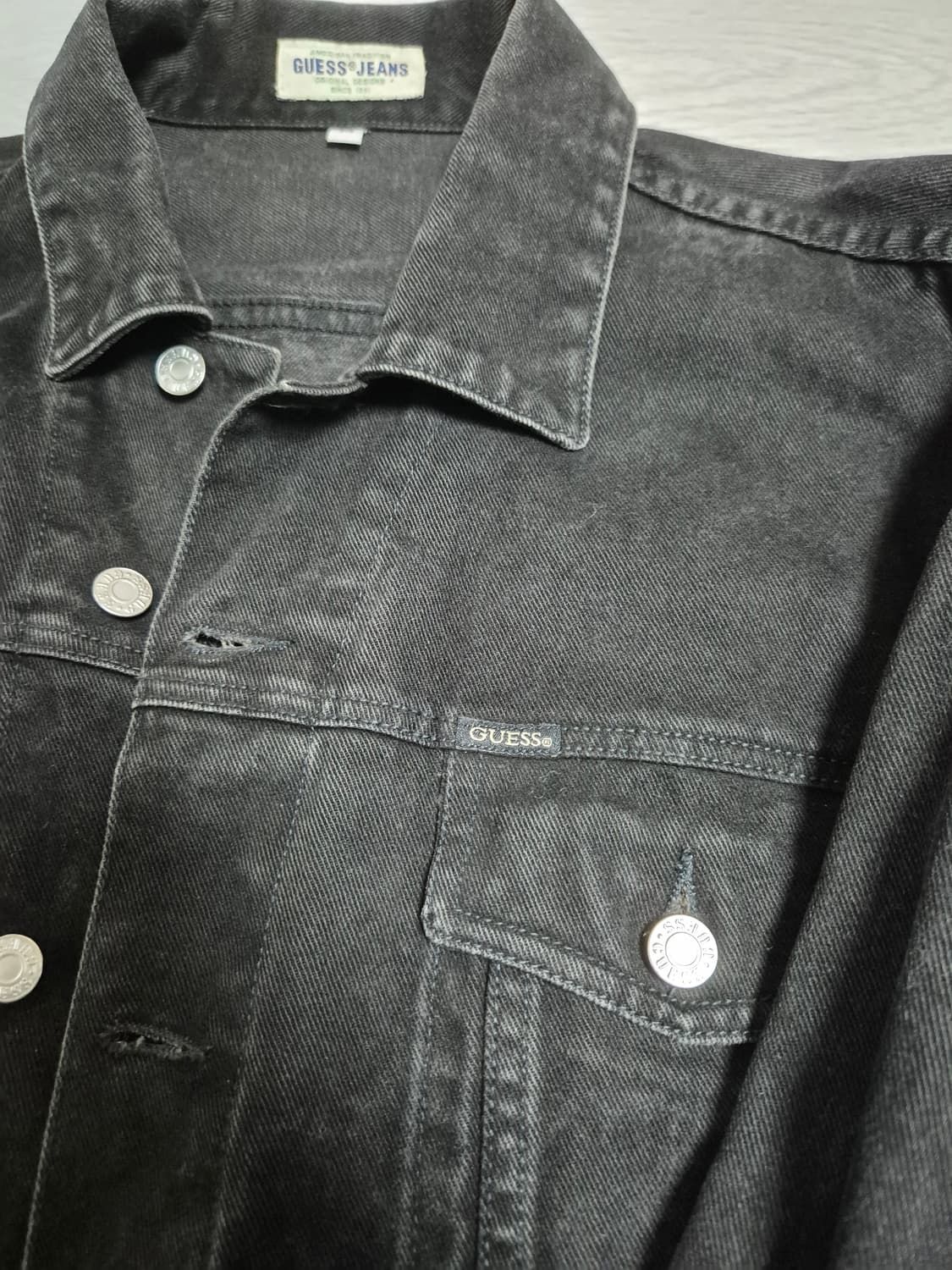 90s guess 흑청 데님자켓 상품이미지3