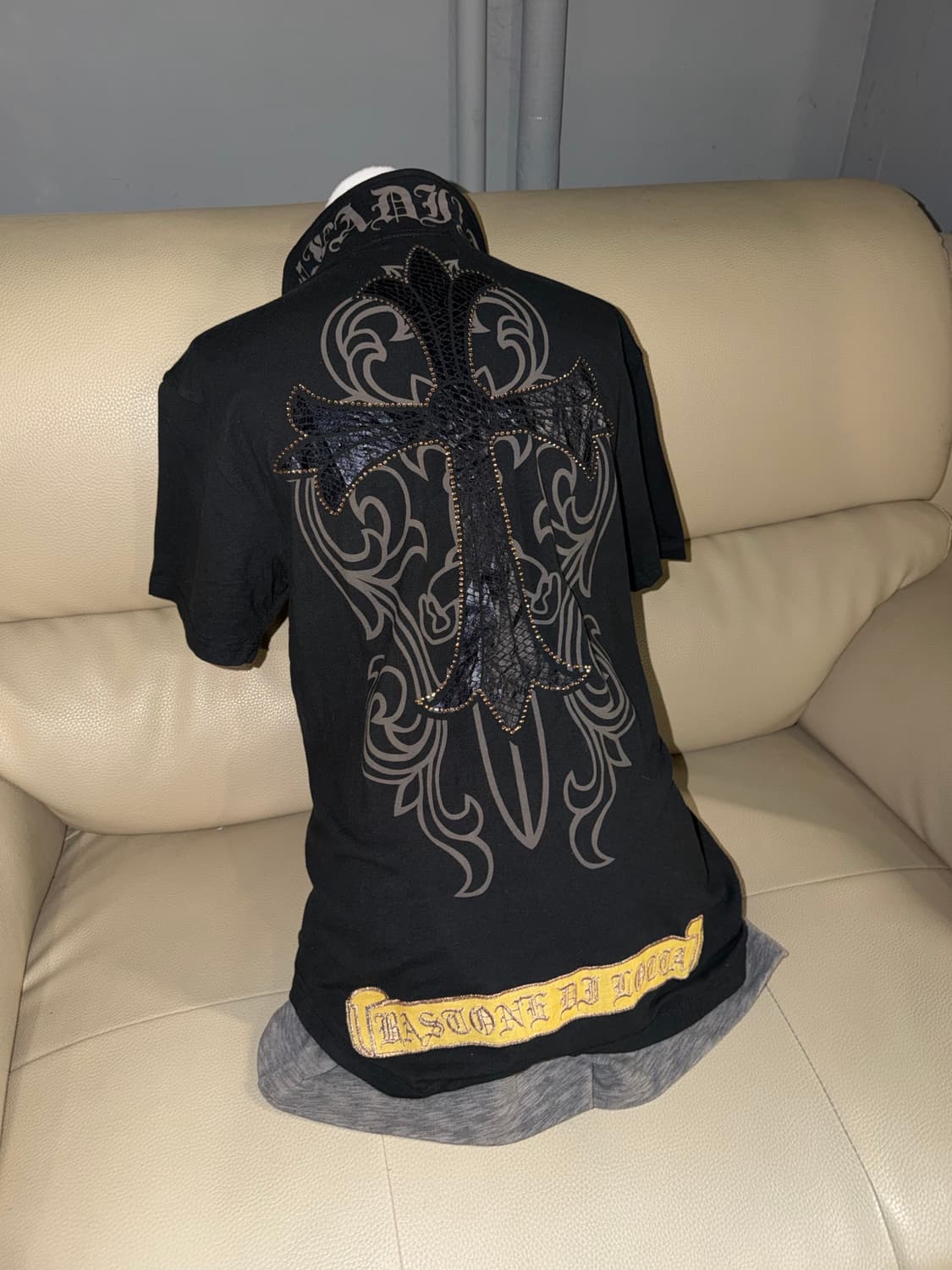 back python cross point collar t-shirt 상품이미지1
