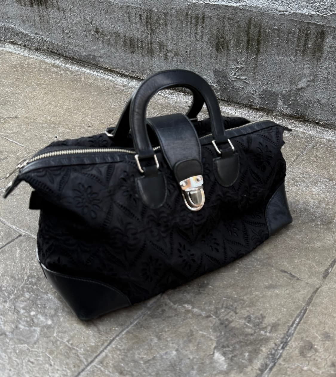 꼼데가르송 준야 와타나베 레이스 자수 레더 숄더 토트백 상품이미지2