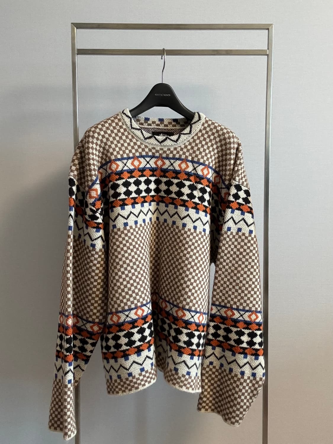 Stussy 스투시 x NOMA t.d. 체커보드 노르딕 스웨터 L 상품이미지1