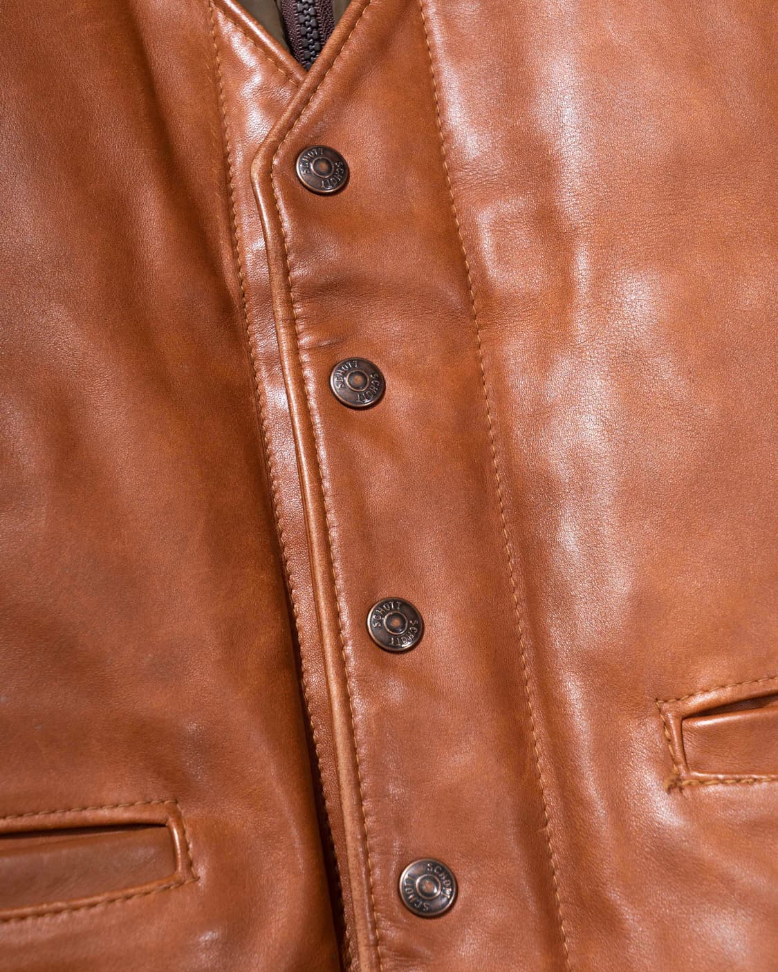 Schott 쇼트 다운 레더 베스트 퍼피자켓 상품이미지6