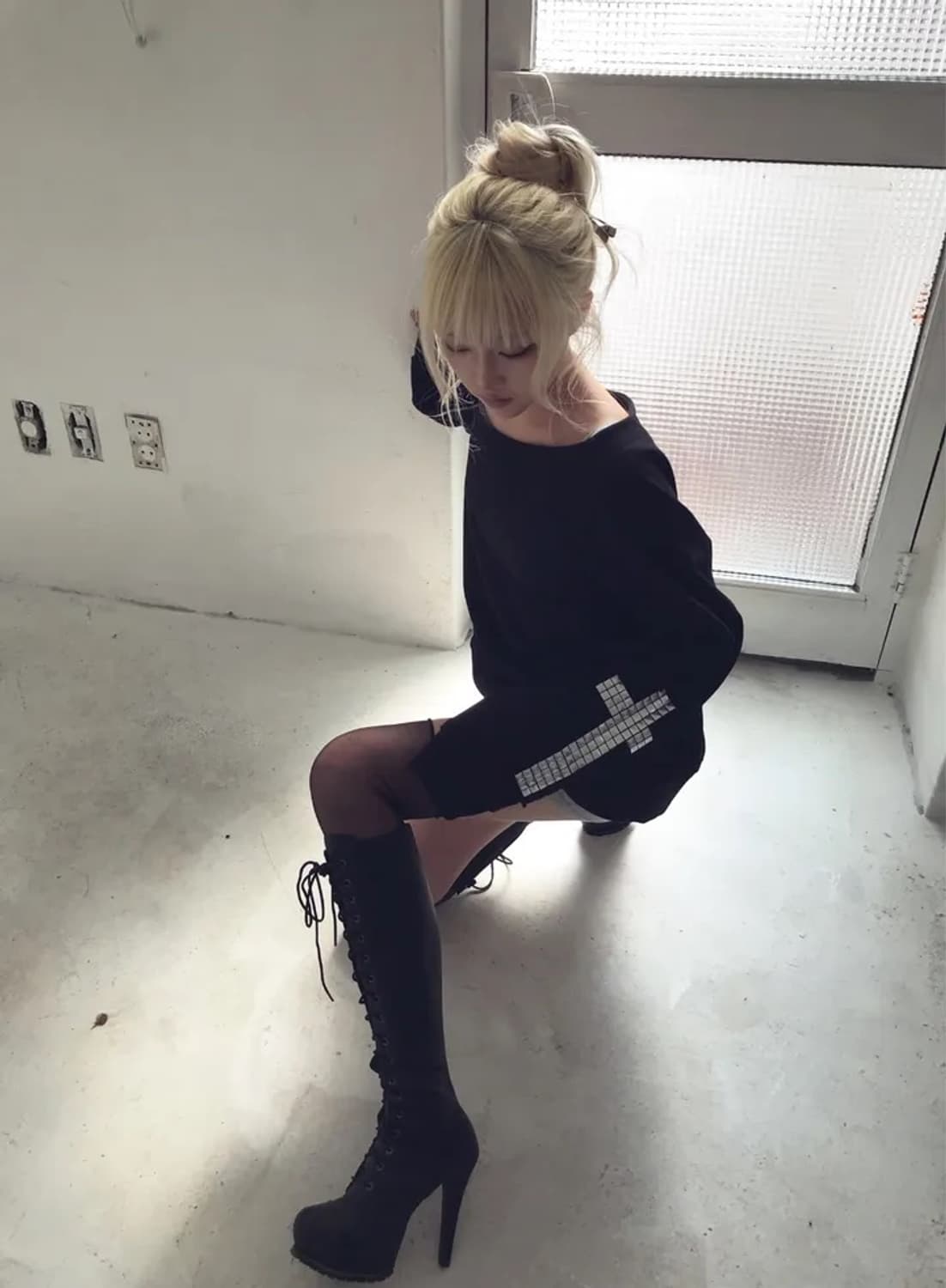 Kyoiii 쿄이 레이스업 힐 롱부츠 상품이미지3