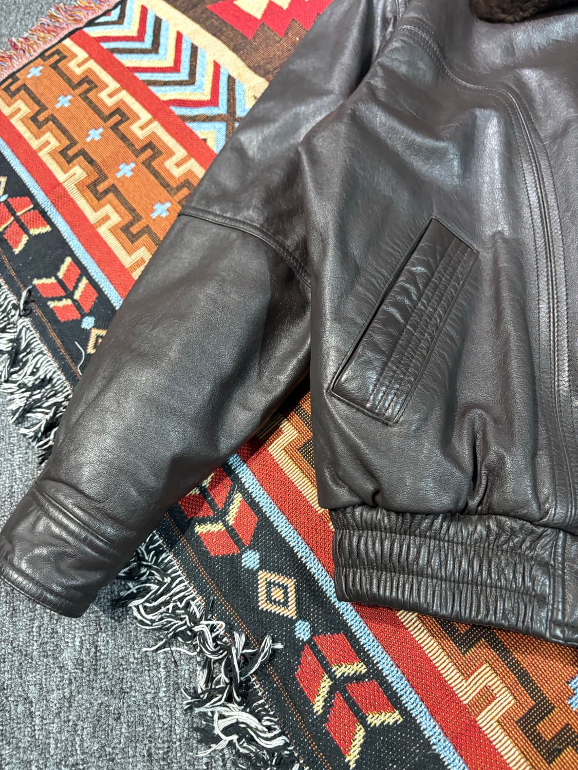 빈티지 소가죽 100% 천연 레더자켓 상품이미지4