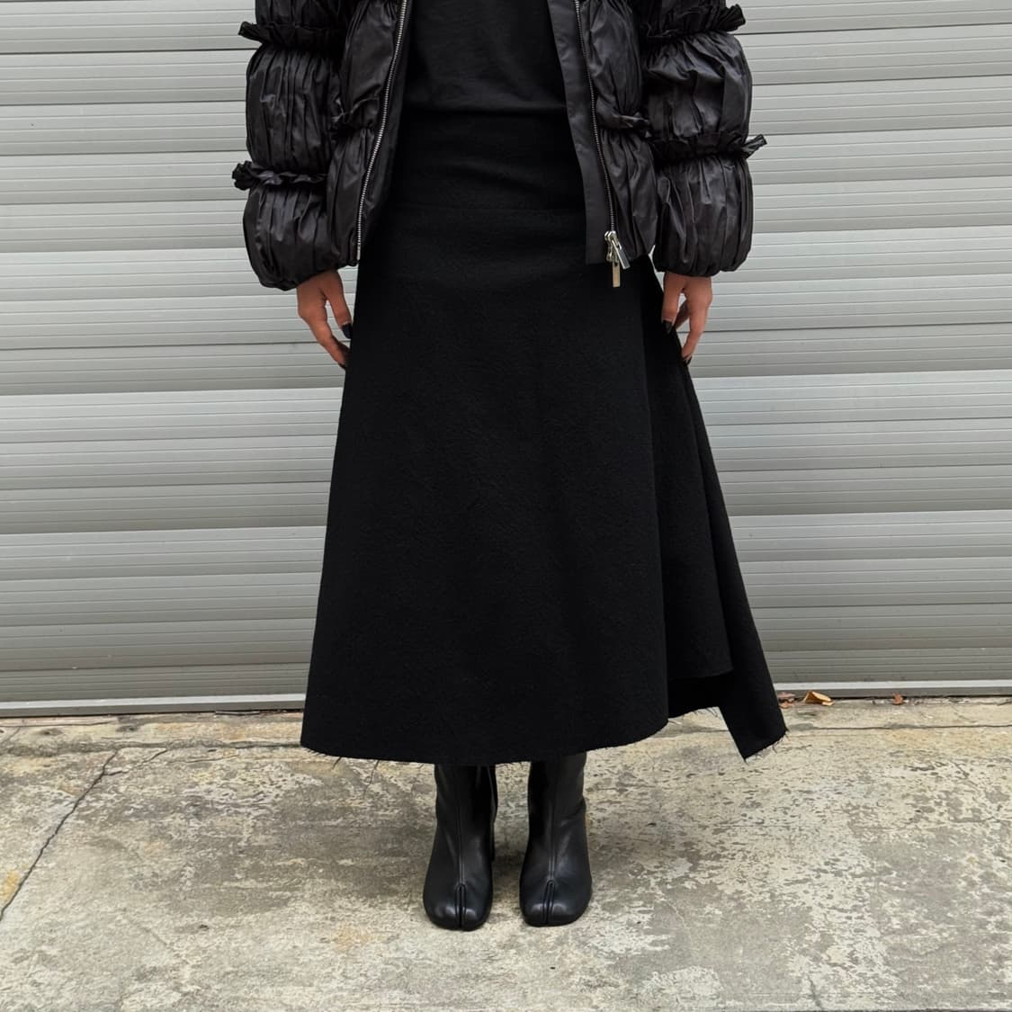 Zipper Wool Long Black Skirt 상품이미지8