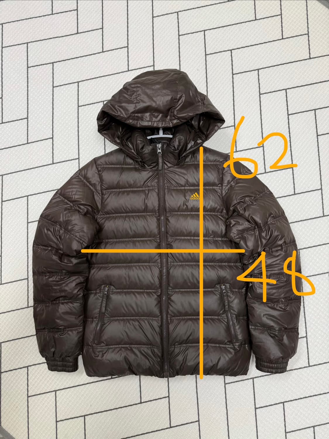 여성 85 / 아디다스 경량패딩 구스다운 초코 상품이미지2