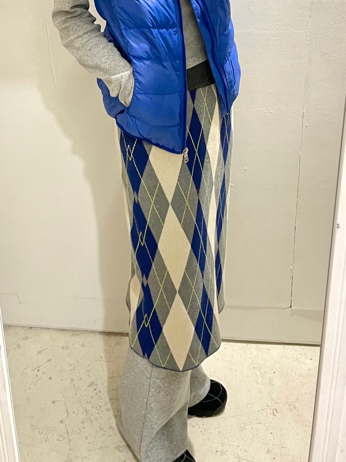 빔스 아가일 니트 미디스커트 상품이미지1