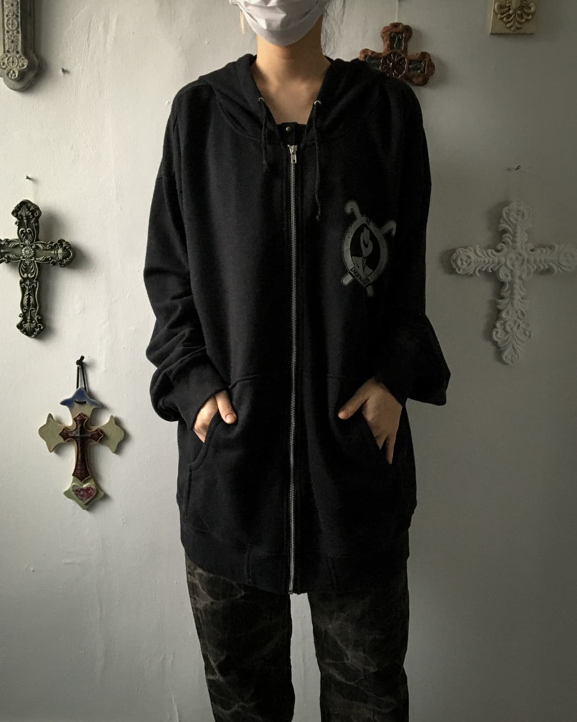 Back skull hood zip up 상품이미지6
