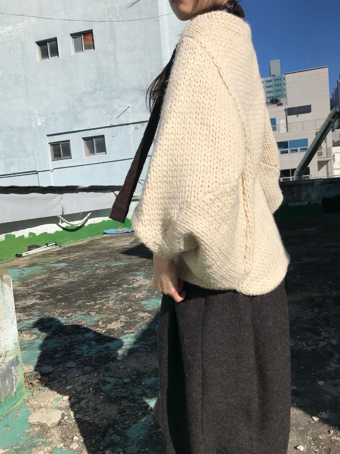 크림 니트 케이프 상품이미지3