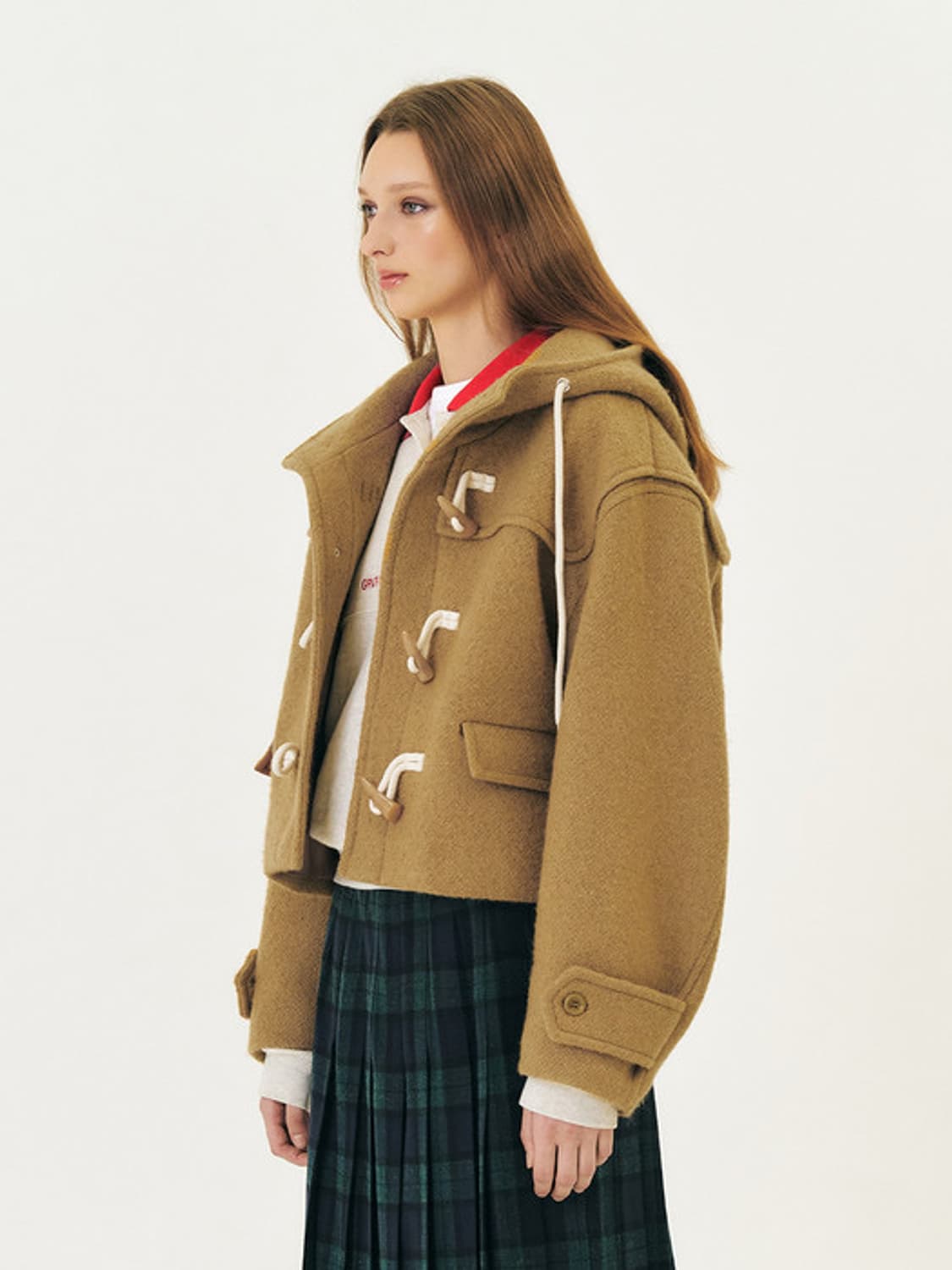 차정원착용:)그로브(GROVE) 크롭 더플 코트-베이지 상품이미지3